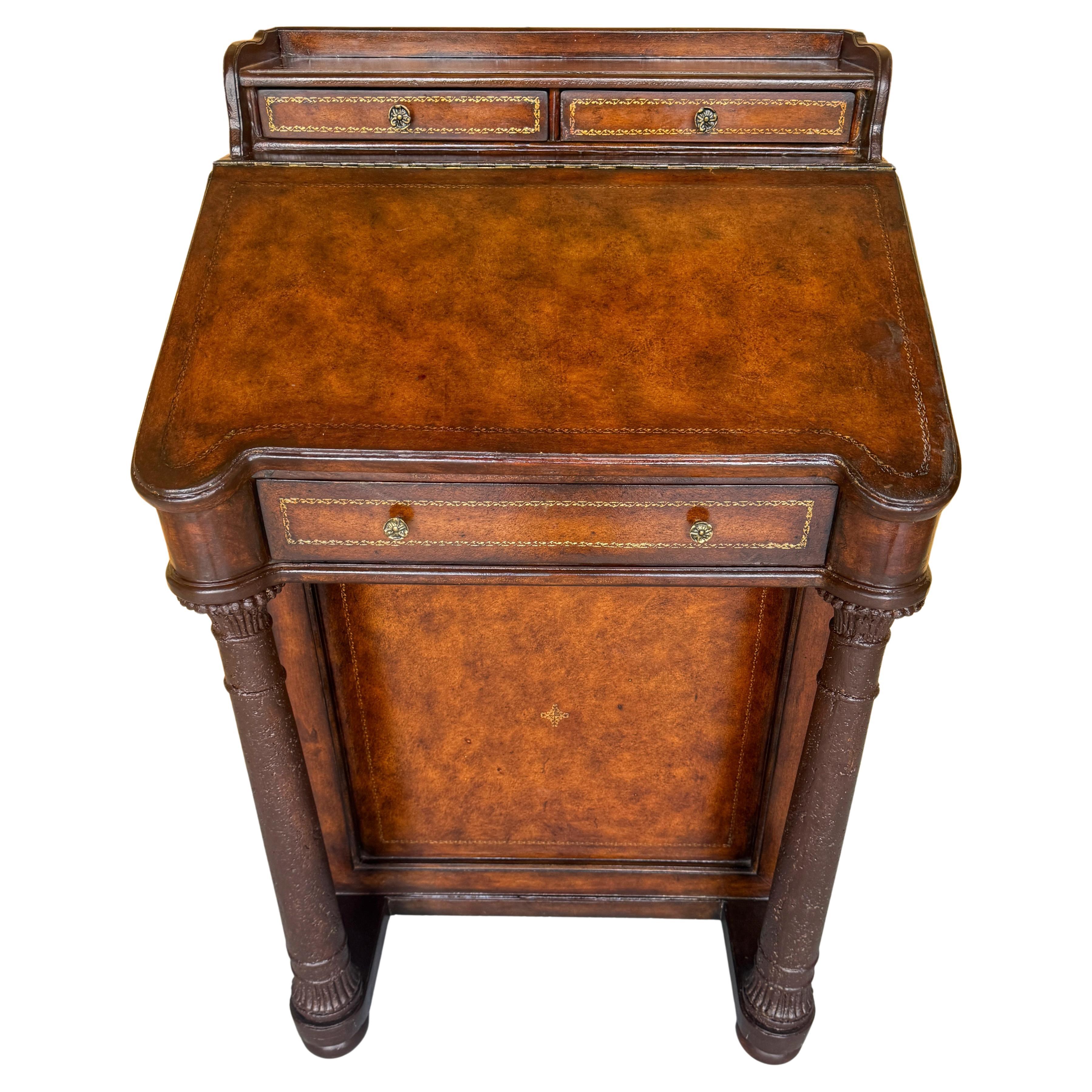 Scrivania Davenport con rivestimento in pelle in stile Regency, Atrib. Maitland Smith in vendita 7