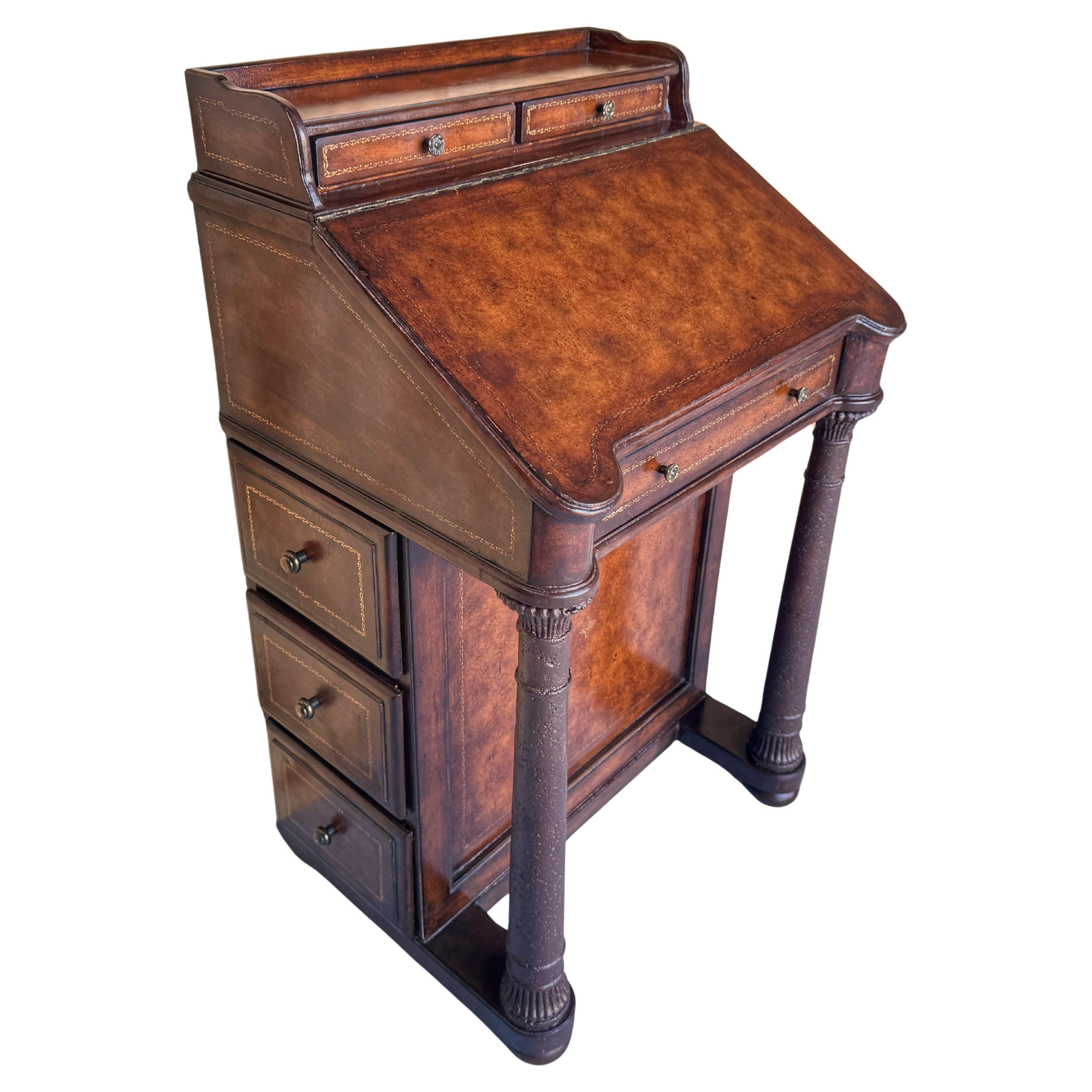Regency Style Leather Wrapped Davenport Desk, Atrib. Maitland-Smith
