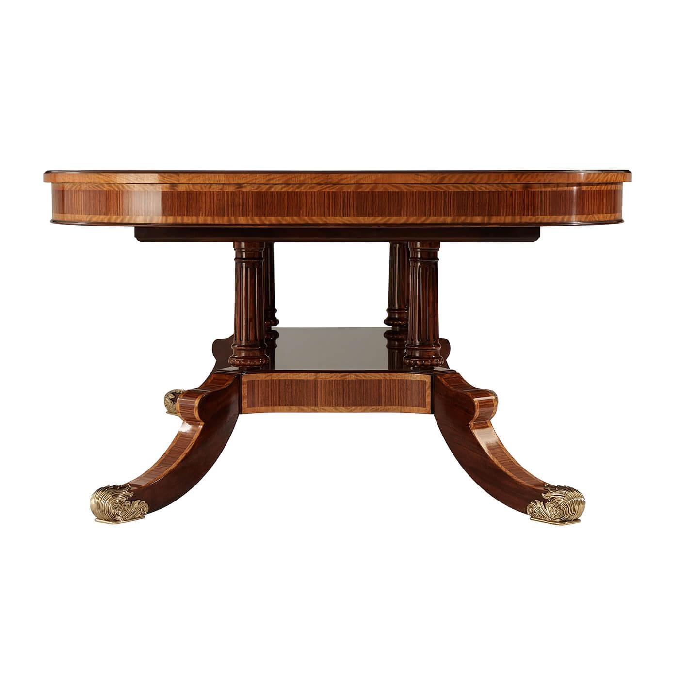 Contemporary Regency Style Line Inlaid Extension Dining Table