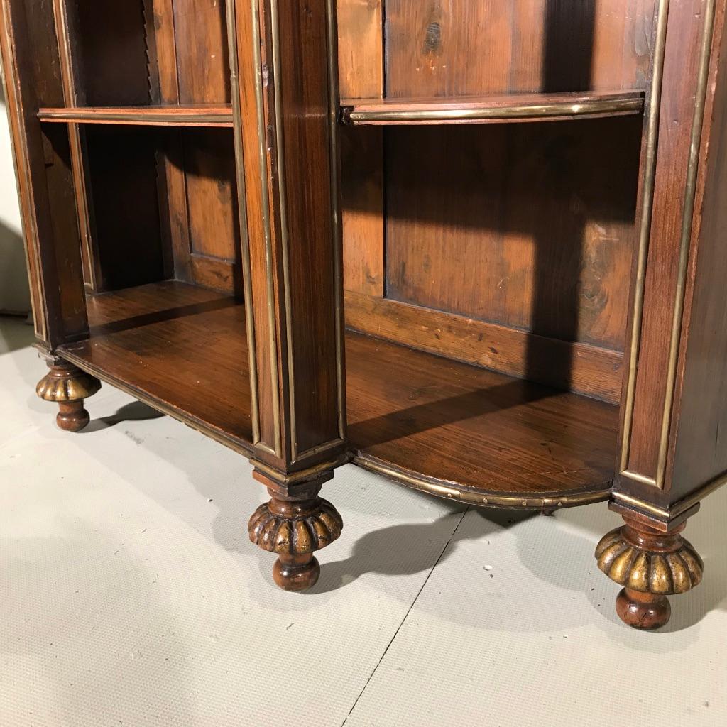 Regency Style Low Breakfront Bookcase with Brass Inaly and Adjustable Shelf 1