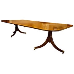 Regency Style Mahogany 2-Pedestal Dining Table, Seats 12