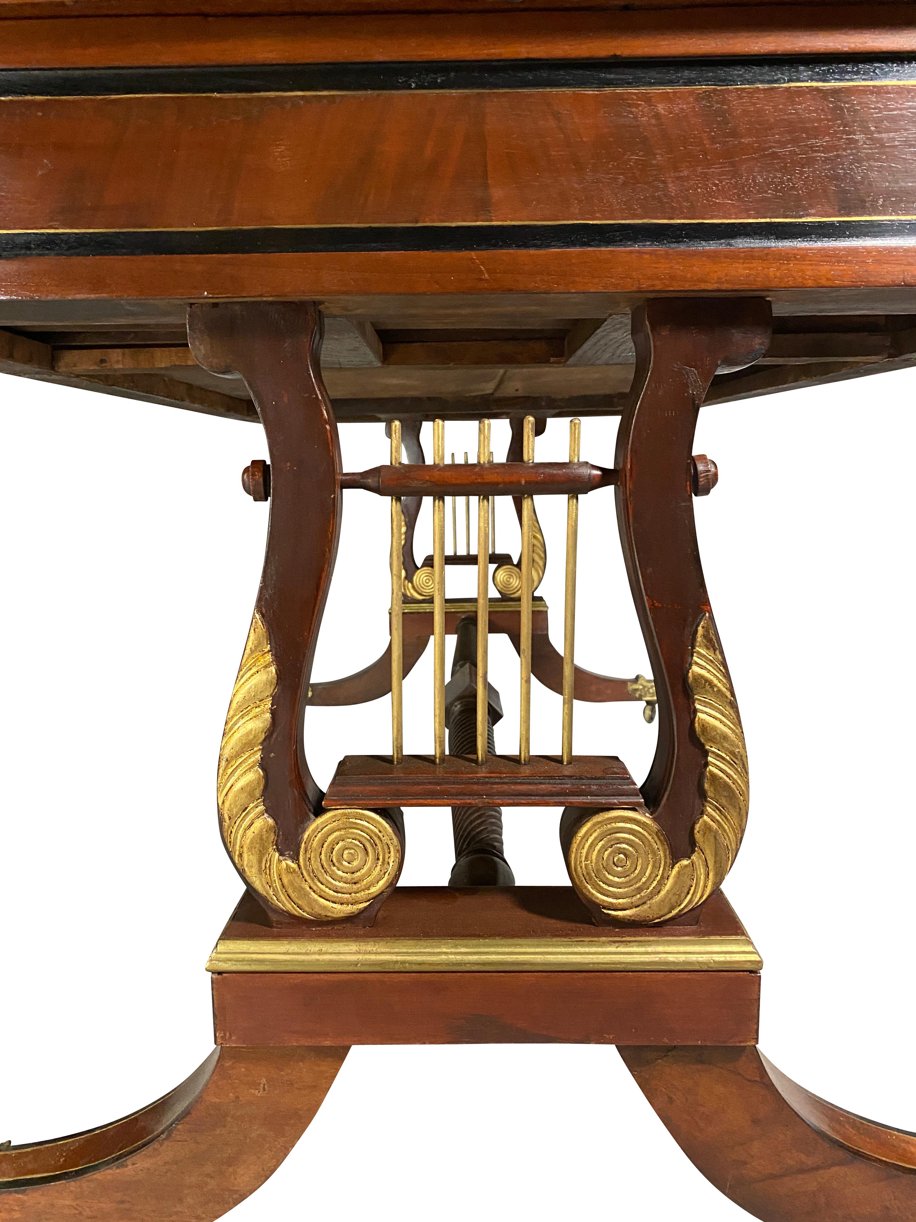 Regency Style Mahogany and Brass Inlaid Writing Table 7
