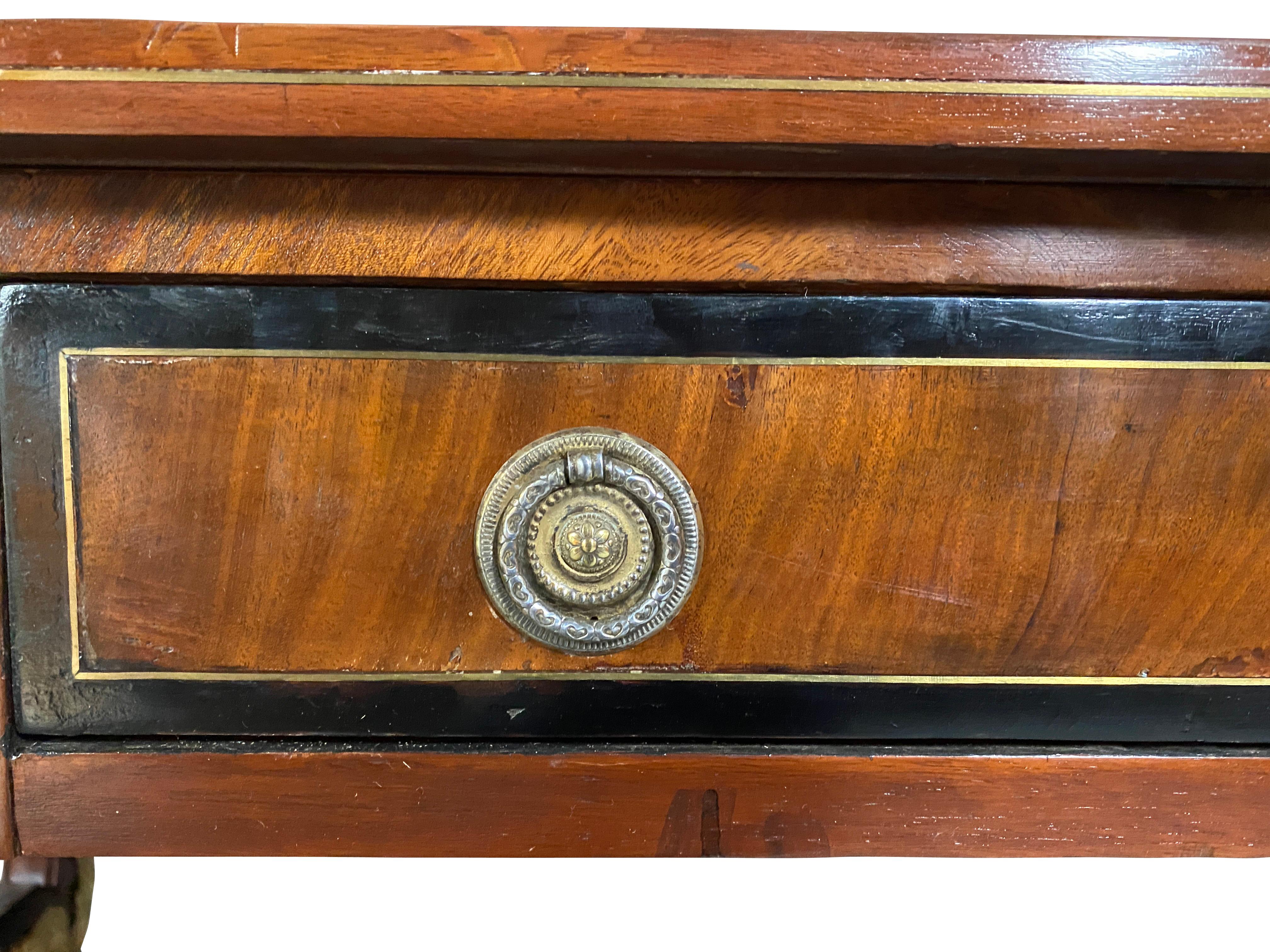 Regency Style Mahogany and Brass Inlaid Writing Table 2