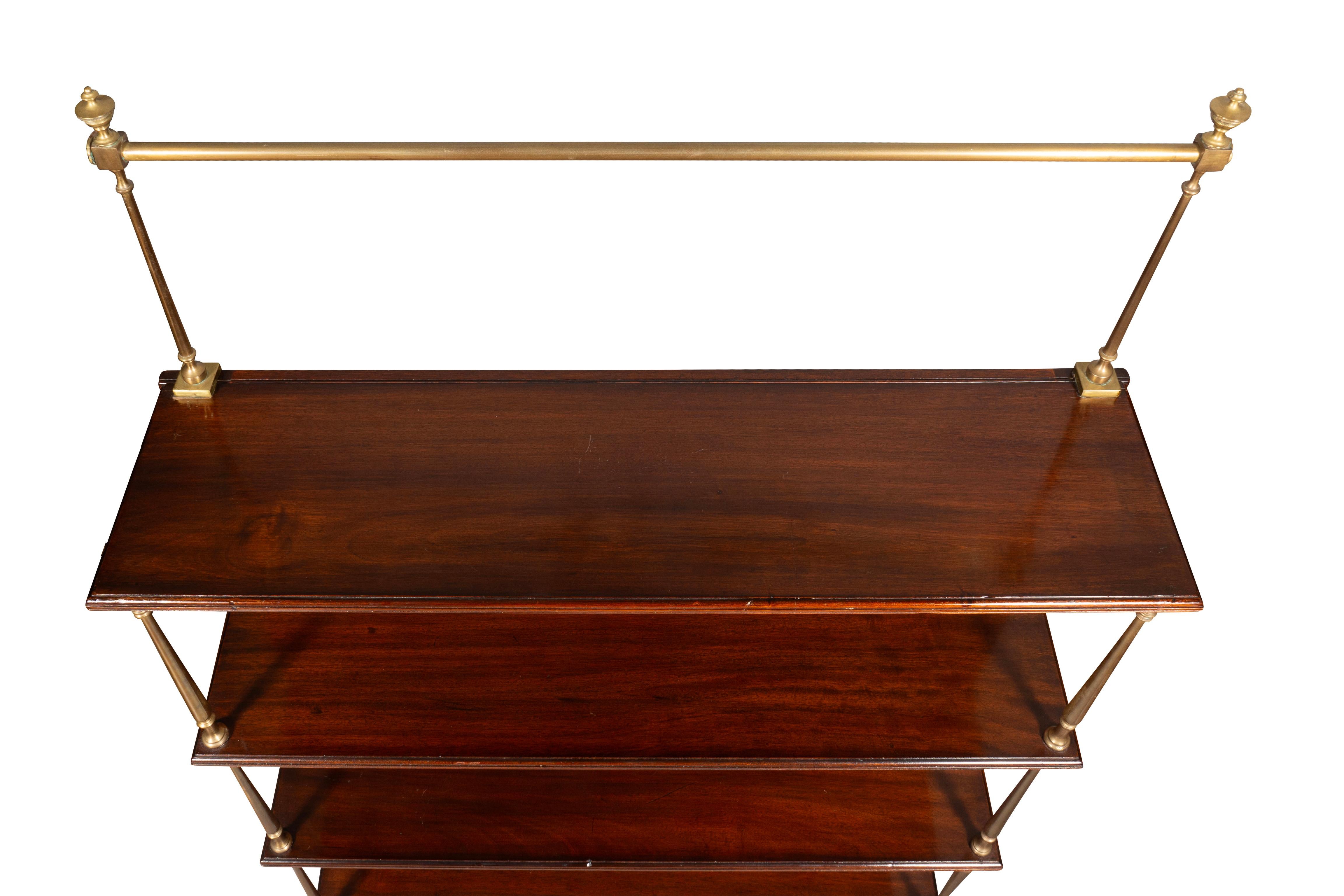 Regency Style Mahogany And Brass Open Bookcase For Sale 7
