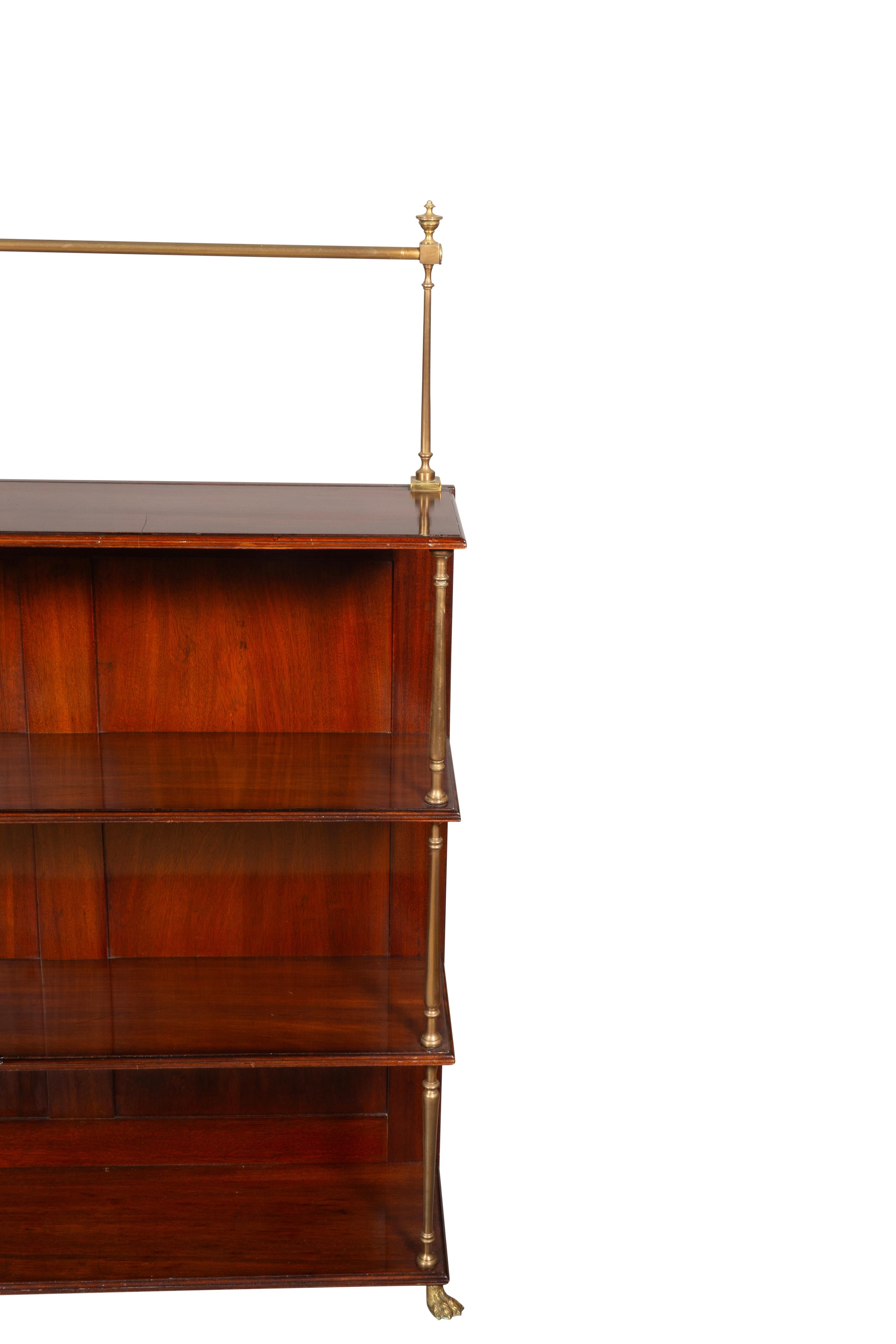 Regency Style Mahogany And Brass Open Bookcase For Sale 2