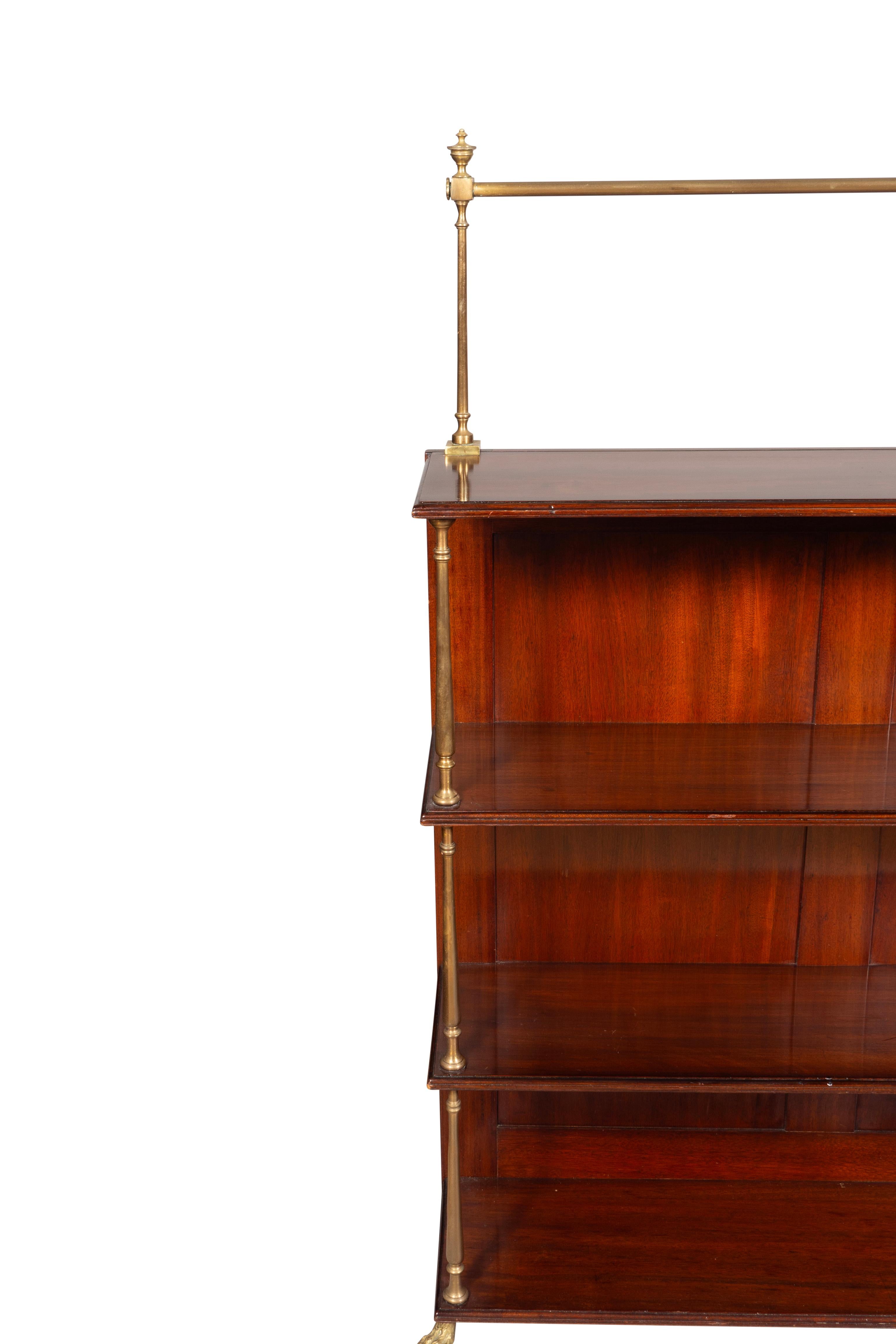 Regency Style Mahogany And Brass Open Bookcase For Sale 3