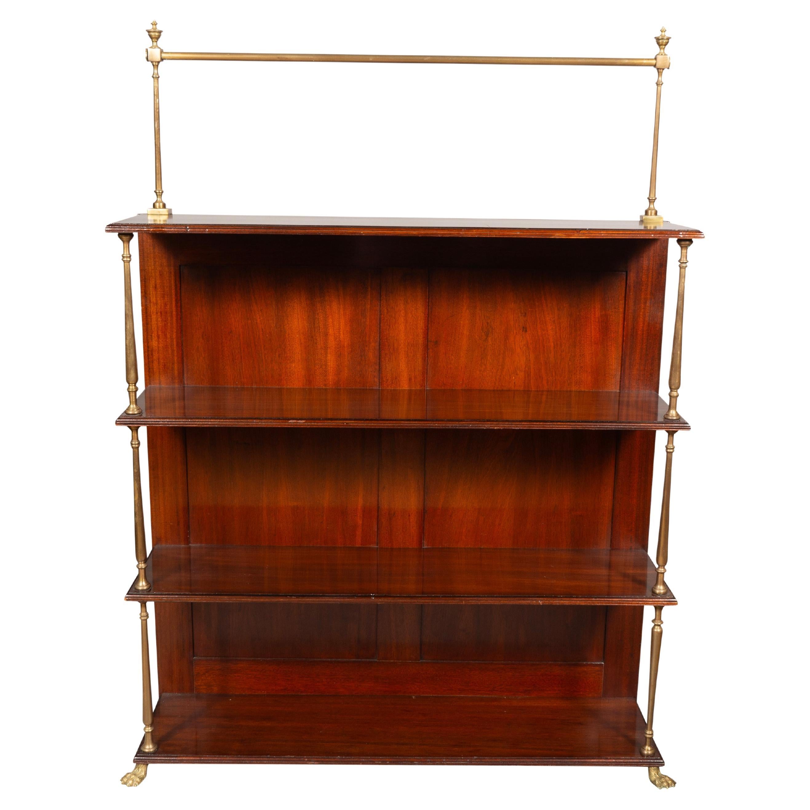 Regency Style Mahogany And Brass Open Bookcase For Sale