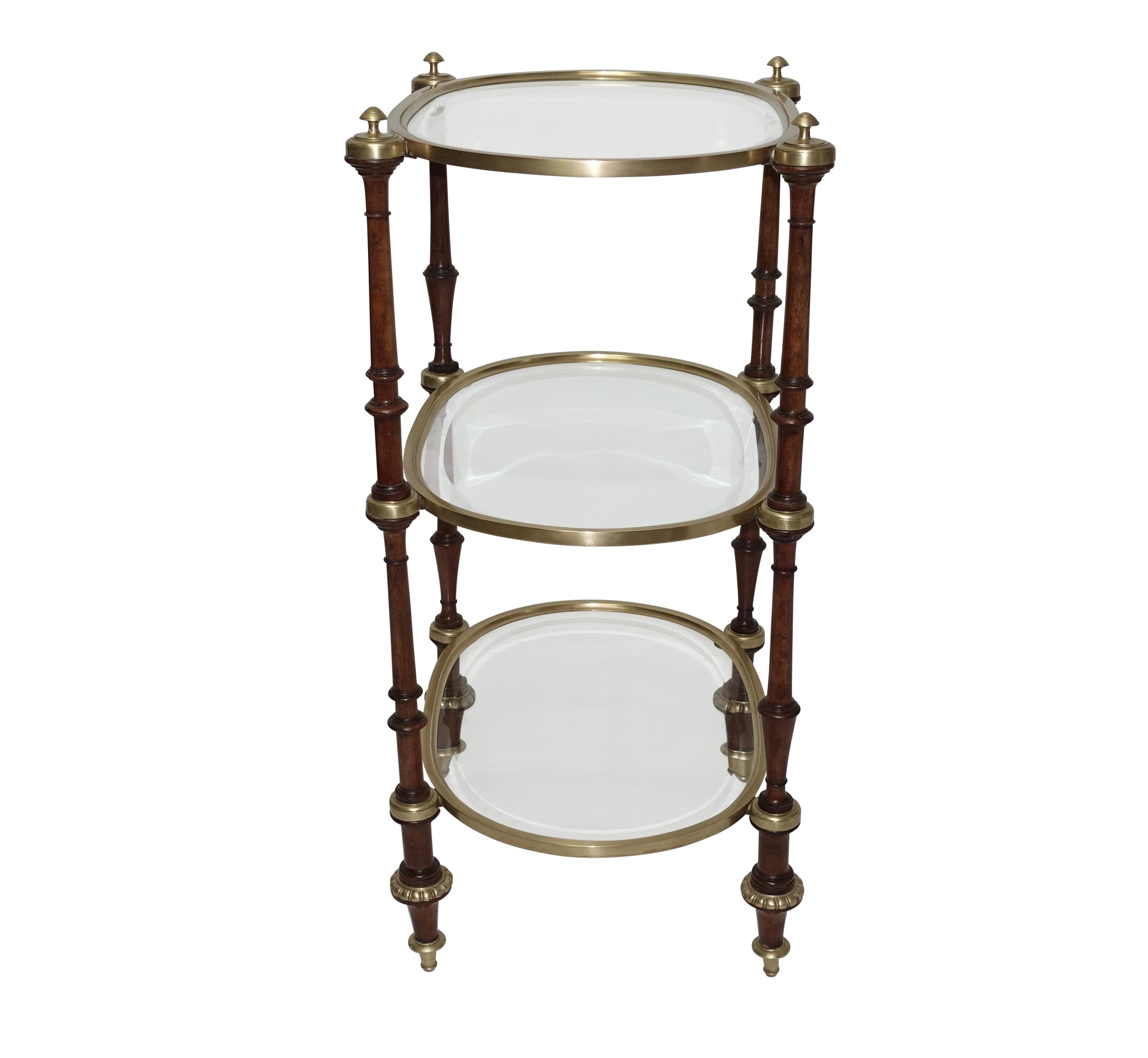 Regency Style Mahogany and Brass Three-Tier Table 4