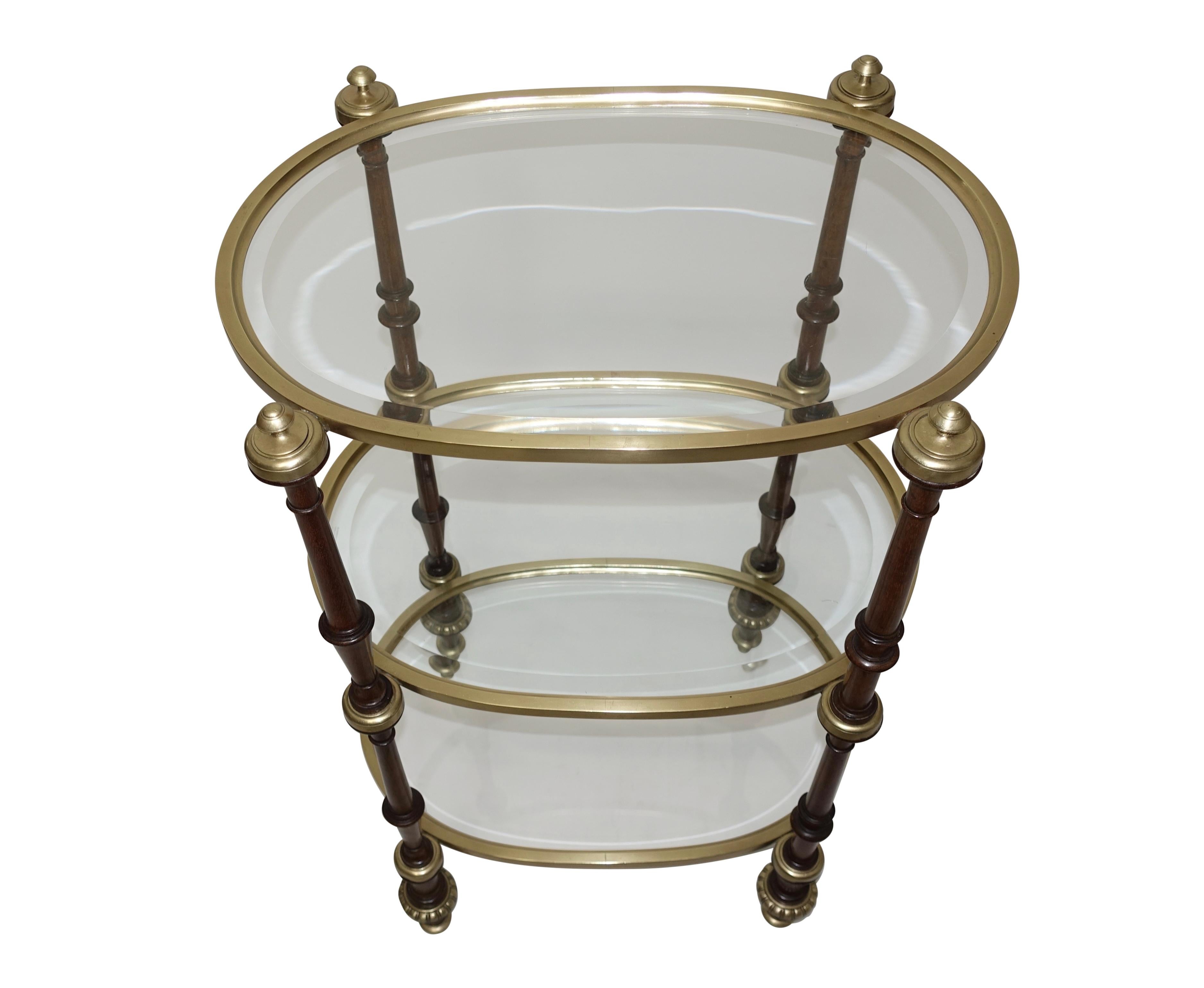 English Regency Style Mahogany and Brass Three-Tier Table