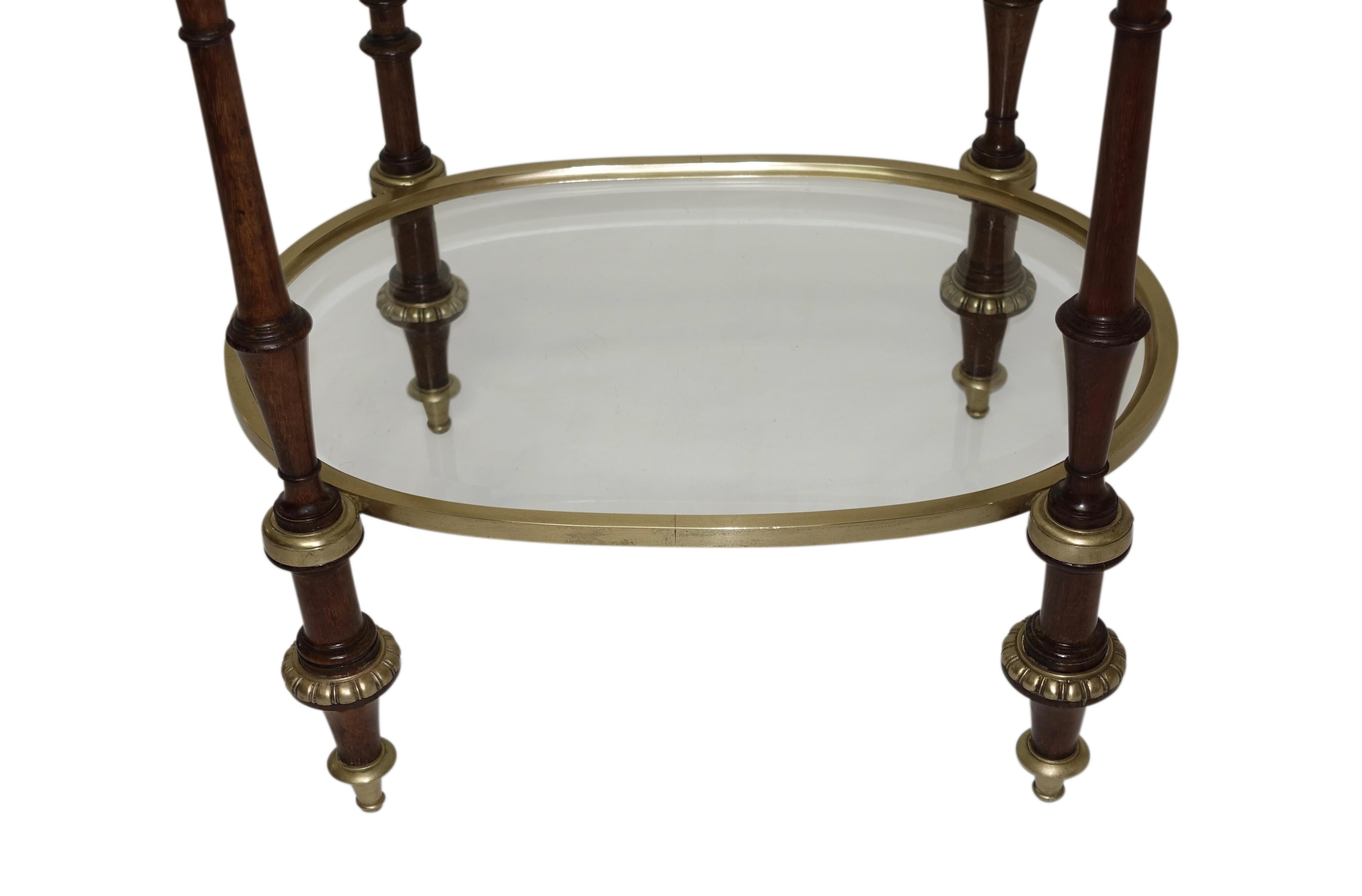 Polished Regency Style Mahogany and Brass Three-Tier Table