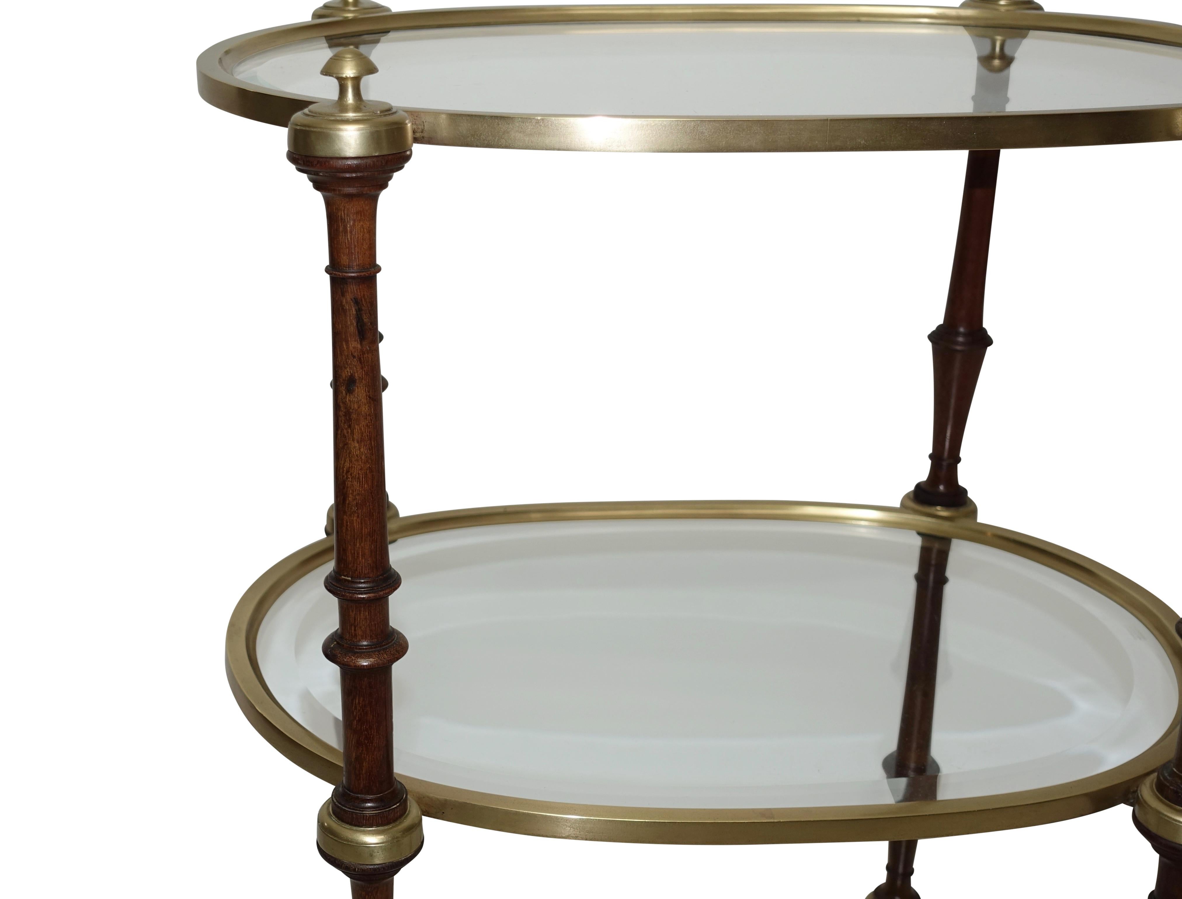 Regency Style Mahogany and Brass Three-Tier Table In Good Condition In San Francisco, CA