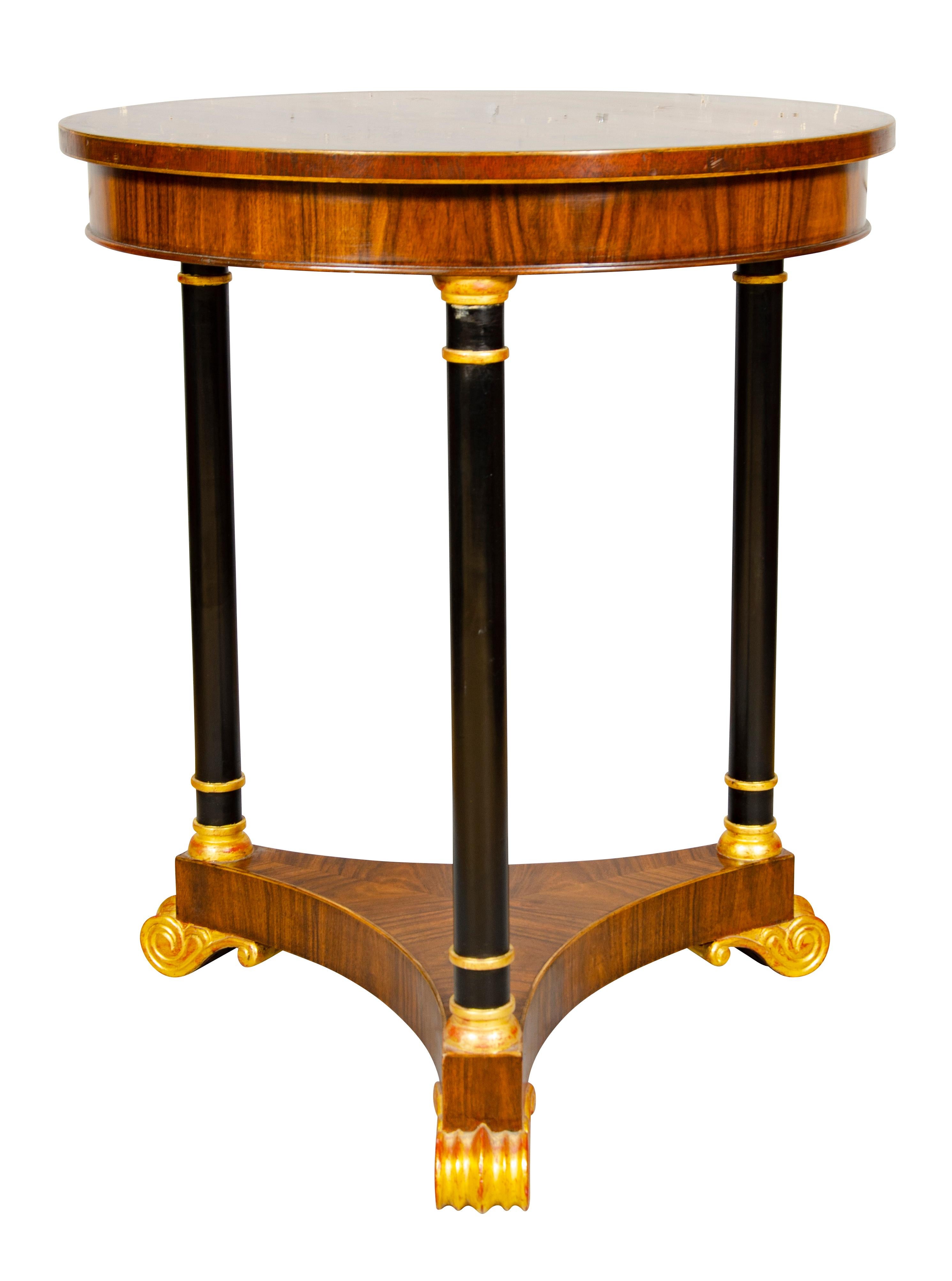 Ebonized Regency Style Mahogany and Giltwood Table For Sale