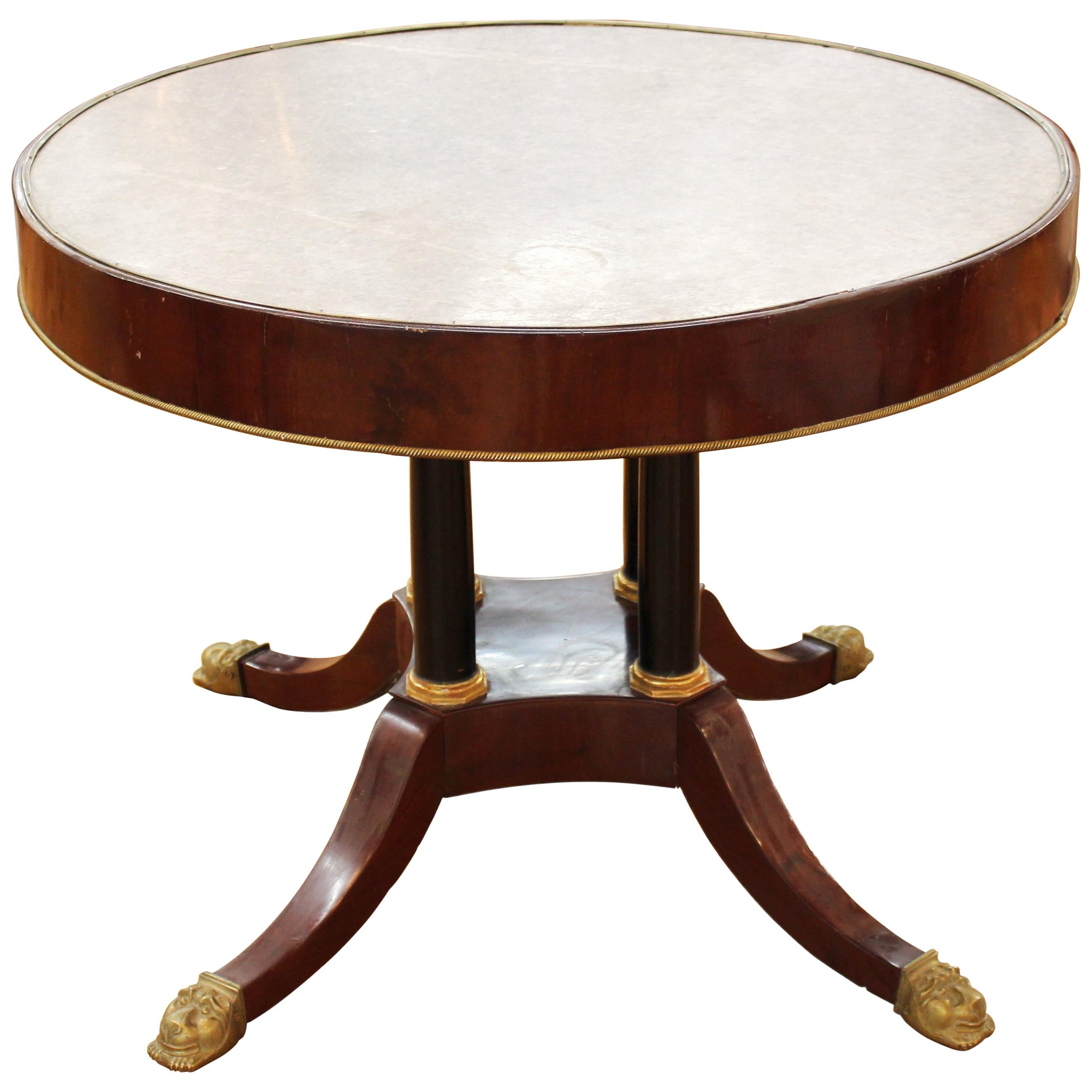 Regency Style Mahogany and Marble Center Table