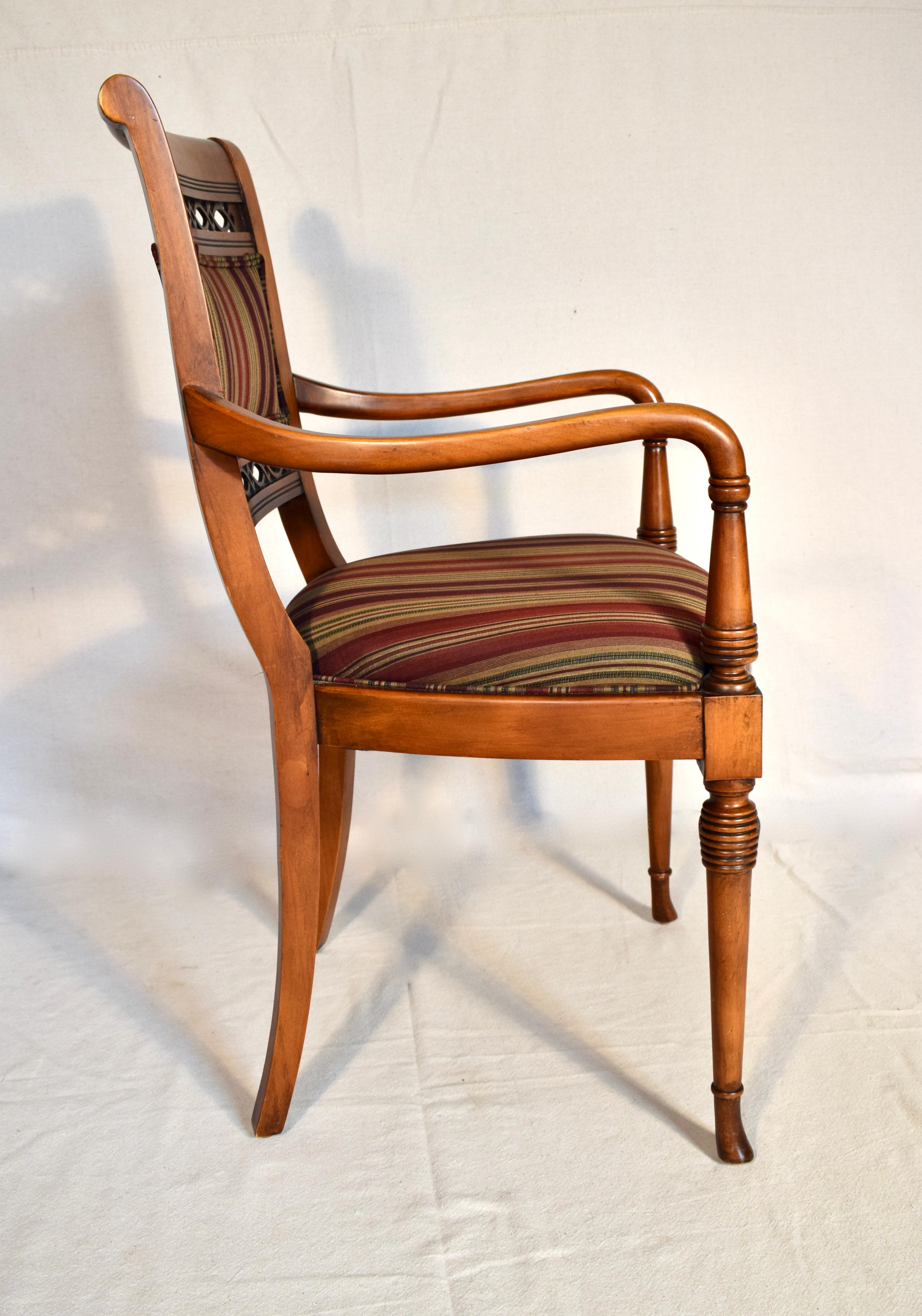 Italian Regency Style Mahogany Armchair Crafted in Italy For Sale