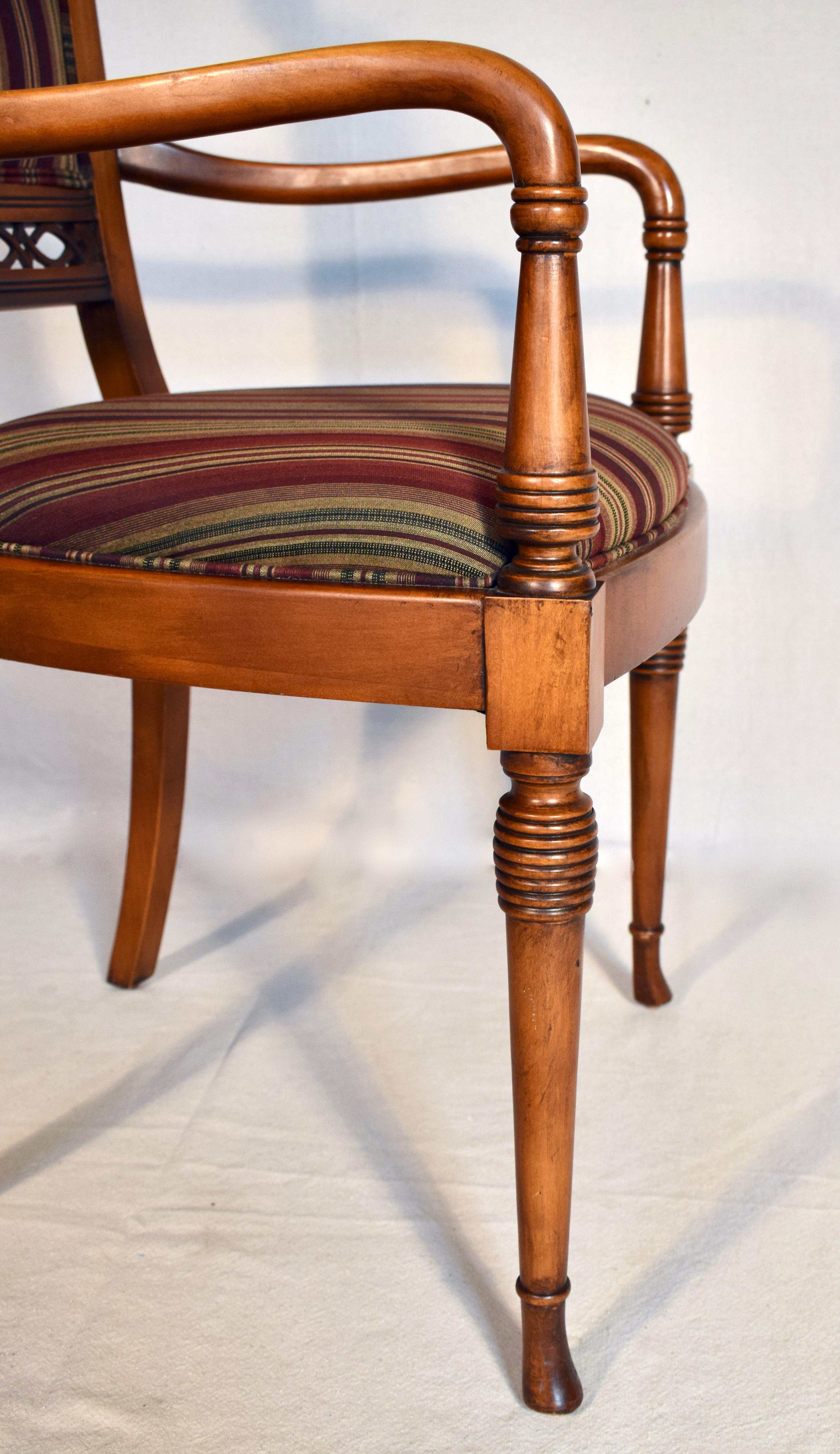 Regency Style Mahogany Armchair Crafted in Italy In Good Condition For Sale In Southampton, NJ