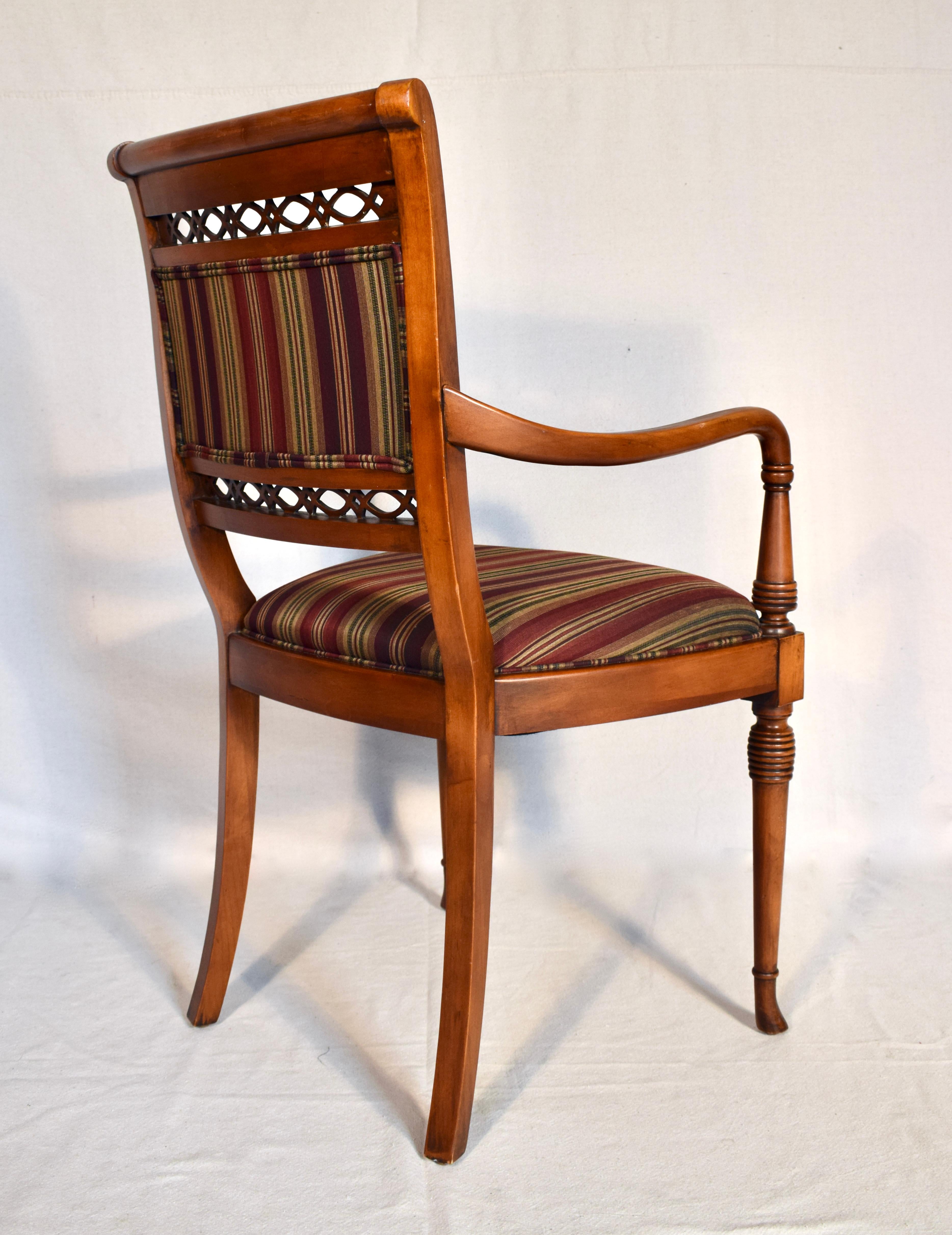 Contemporary Regency Style Mahogany Armchair Crafted in Italy For Sale