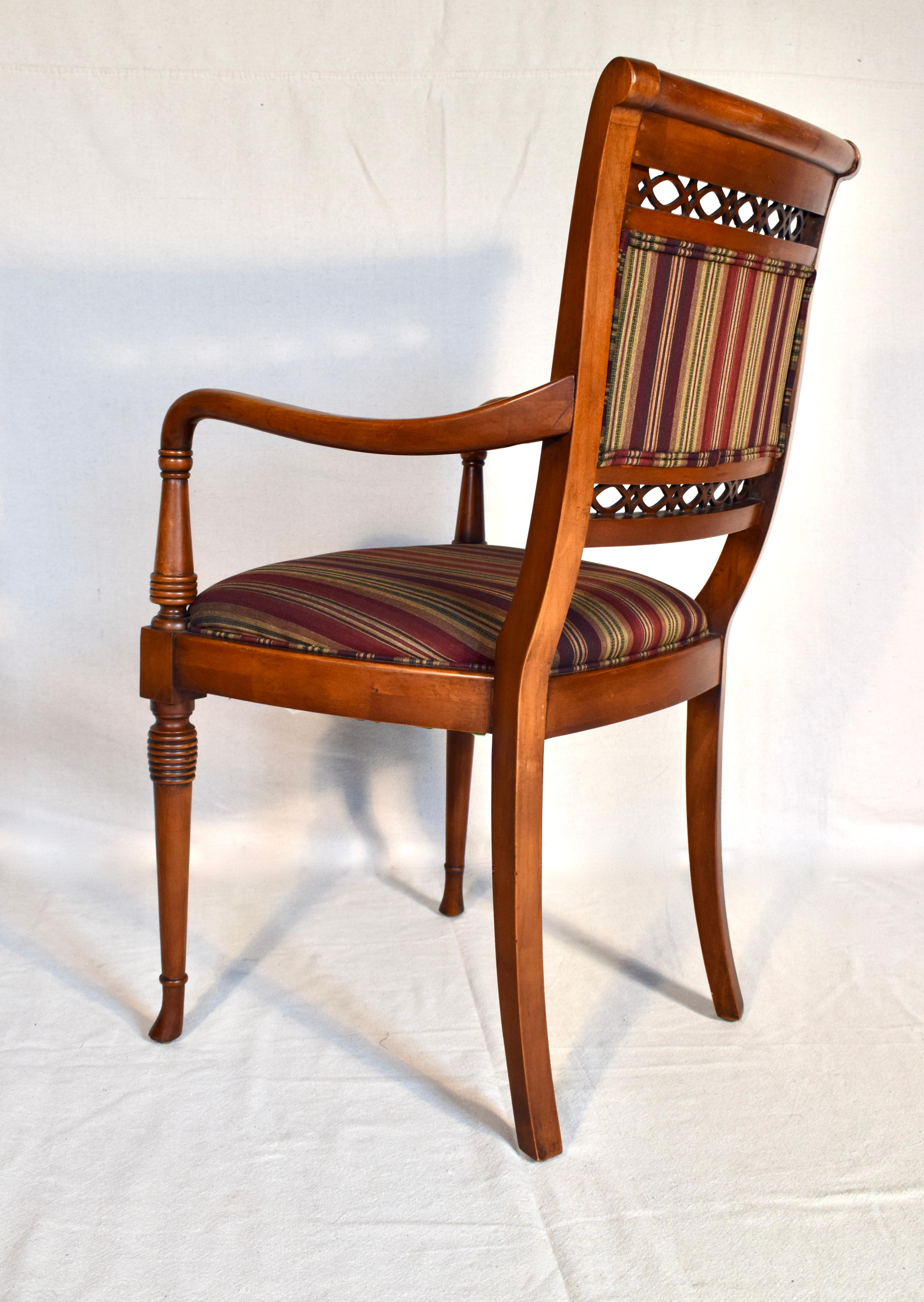 Regency Style Mahogany Armchair Crafted in Italy For Sale 2
