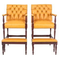 Vintage Regency Style Mahogany Billiard Chairs