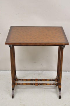 Regency Style Mahogany Brown Tooled Leather Accent Side Table by Highland House