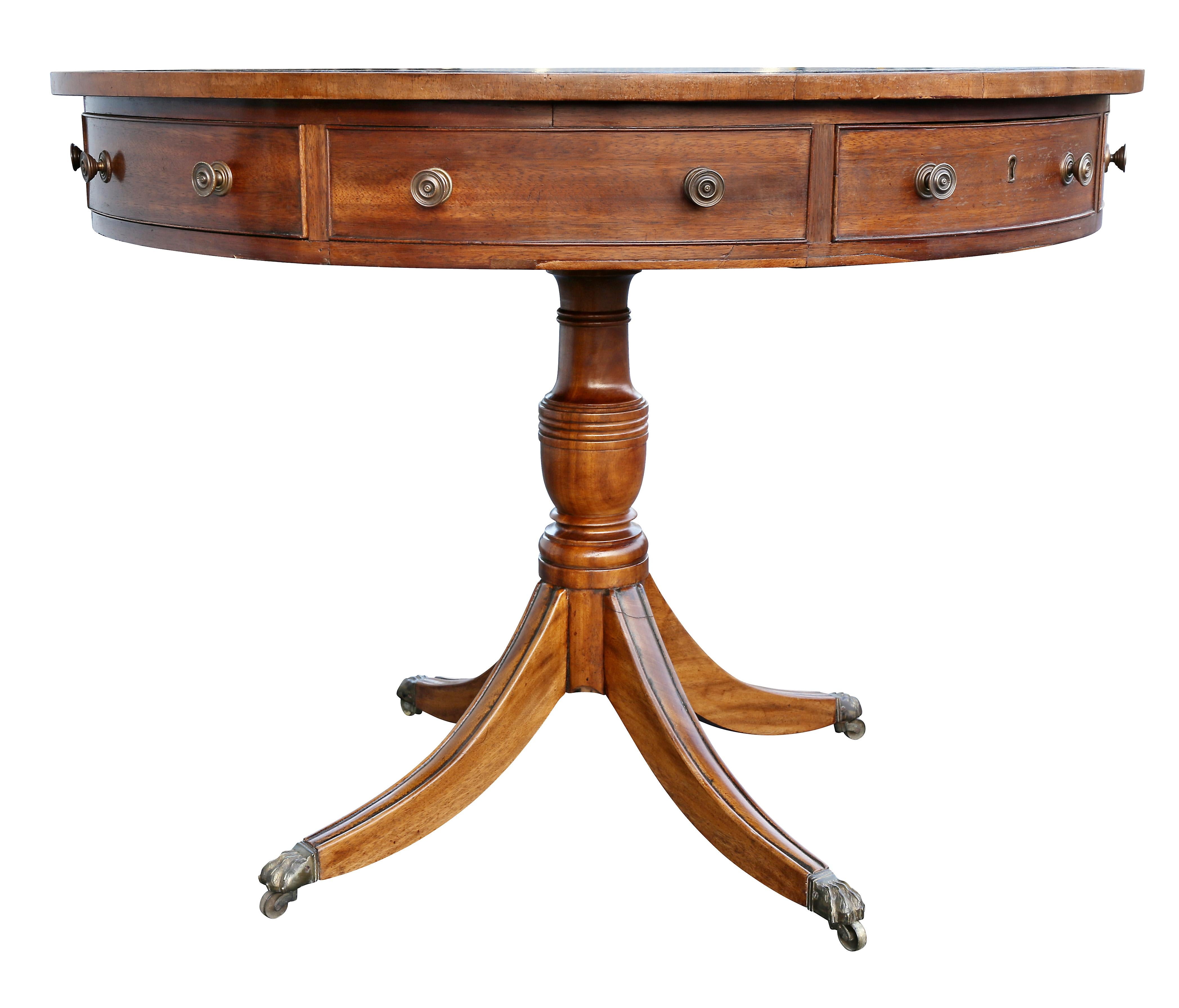 19th Century Regency Style Mahogany Drum Table
