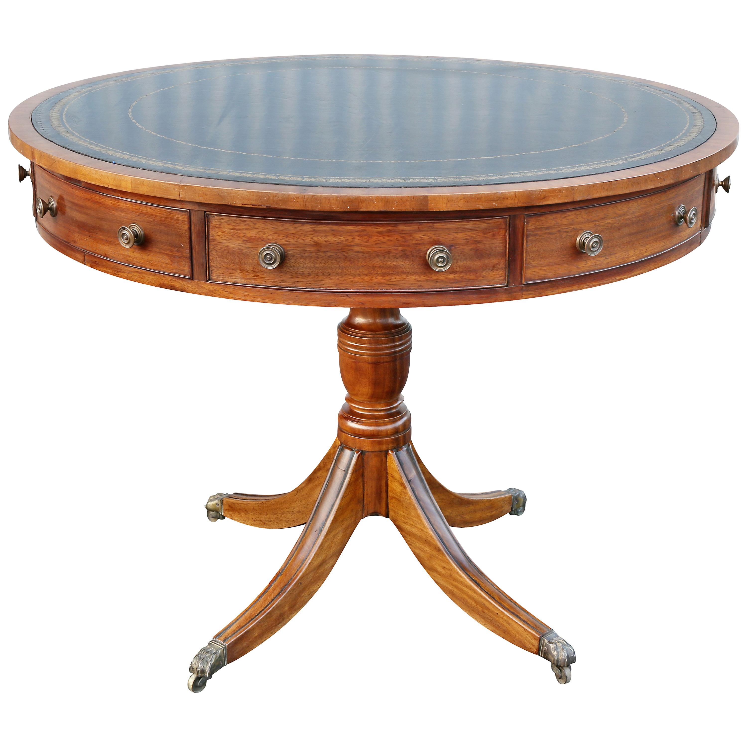 Regency Style Mahogany Drum Table