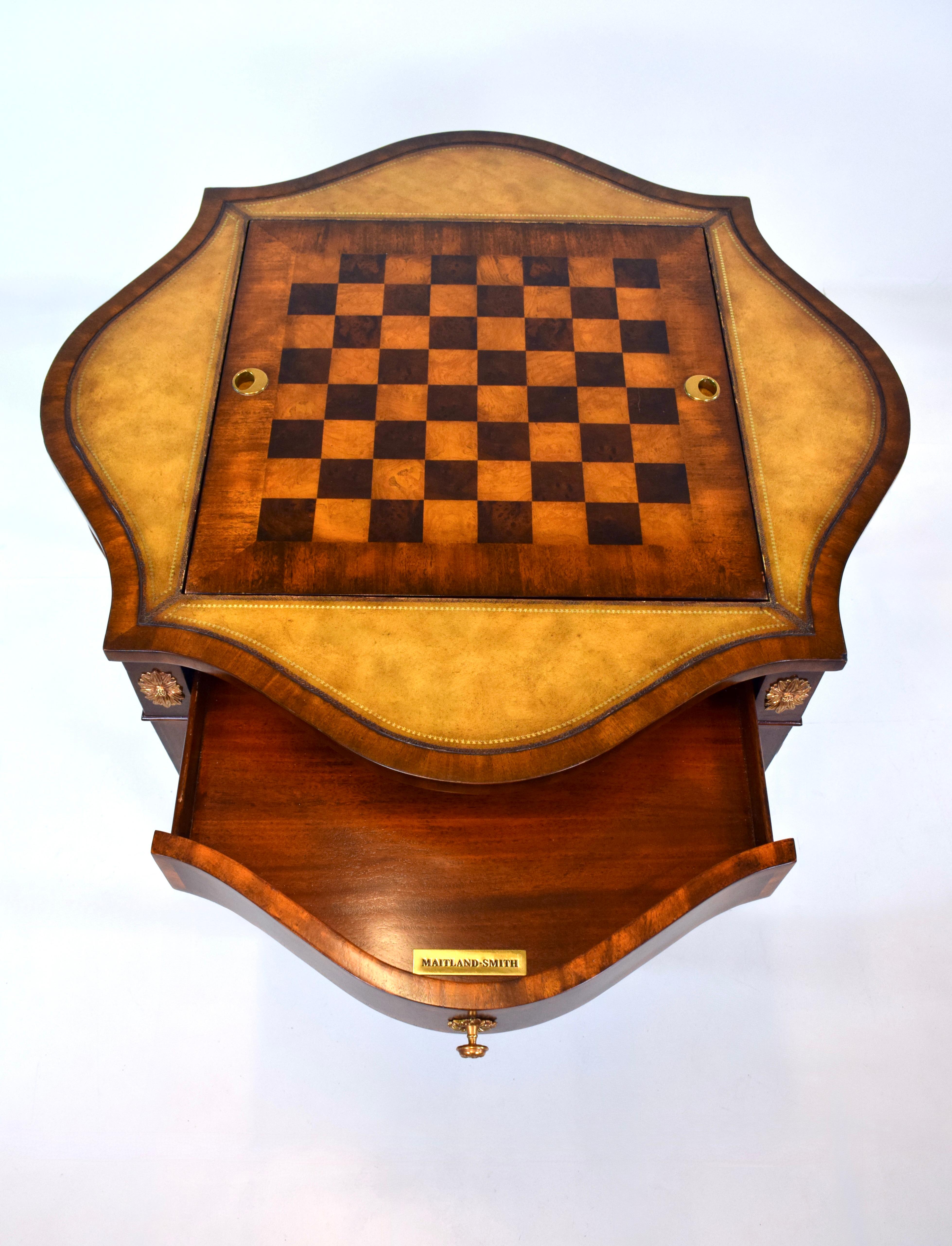 Cross-Banded Regency Style Mahogany Game Table by Maitland Smith For Sale