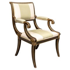 Vintage Regency Style Mahogany Gilt Decorated Armchair