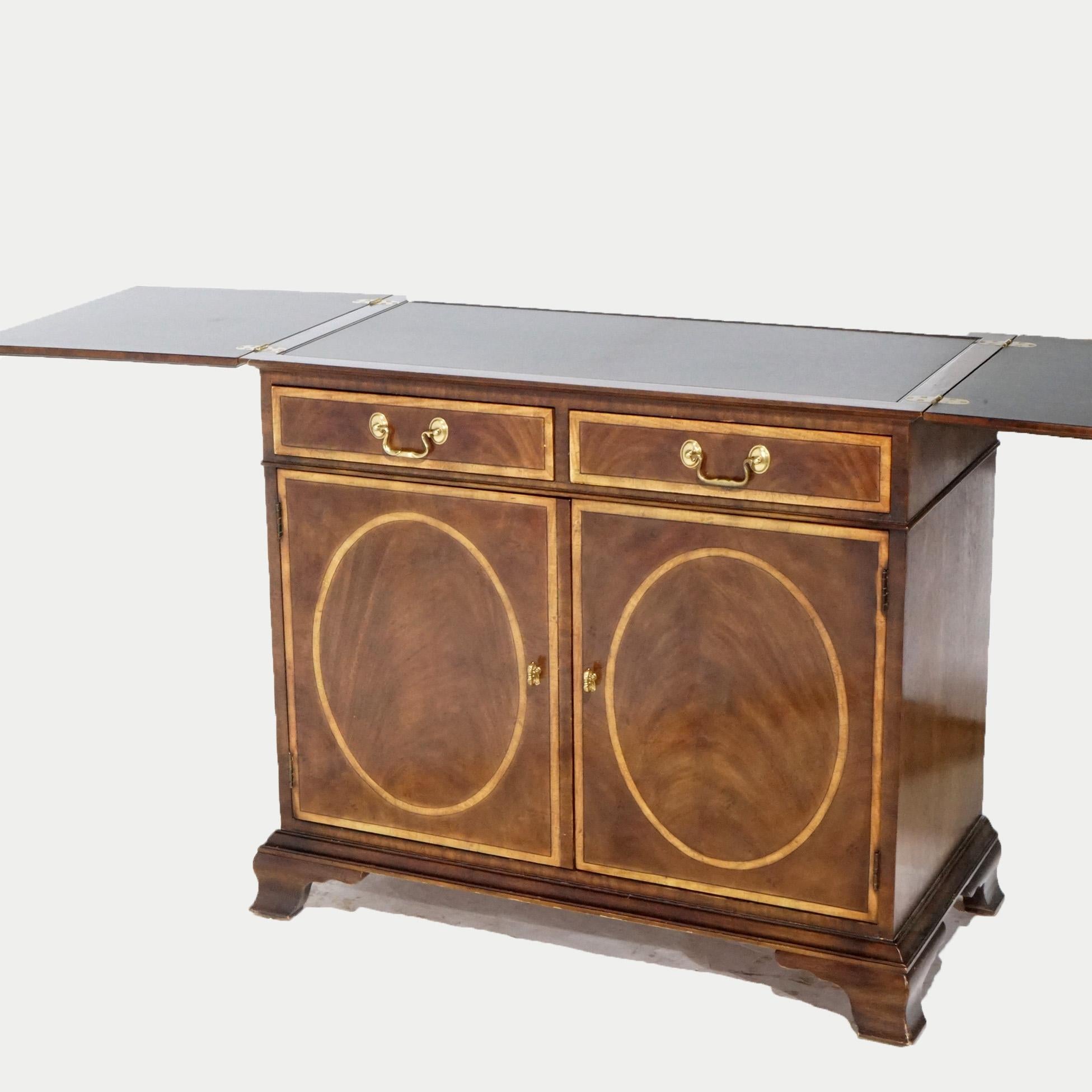 Regency Style Mahogany Inlaid & Banded Credenza Server by Henredon, 20th Century For Sale 5