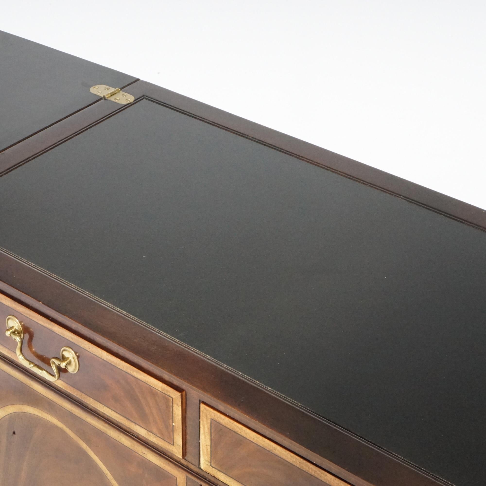 Regency Style Mahogany Inlaid & Banded Credenza Server by Henredon, 20th Century For Sale 7