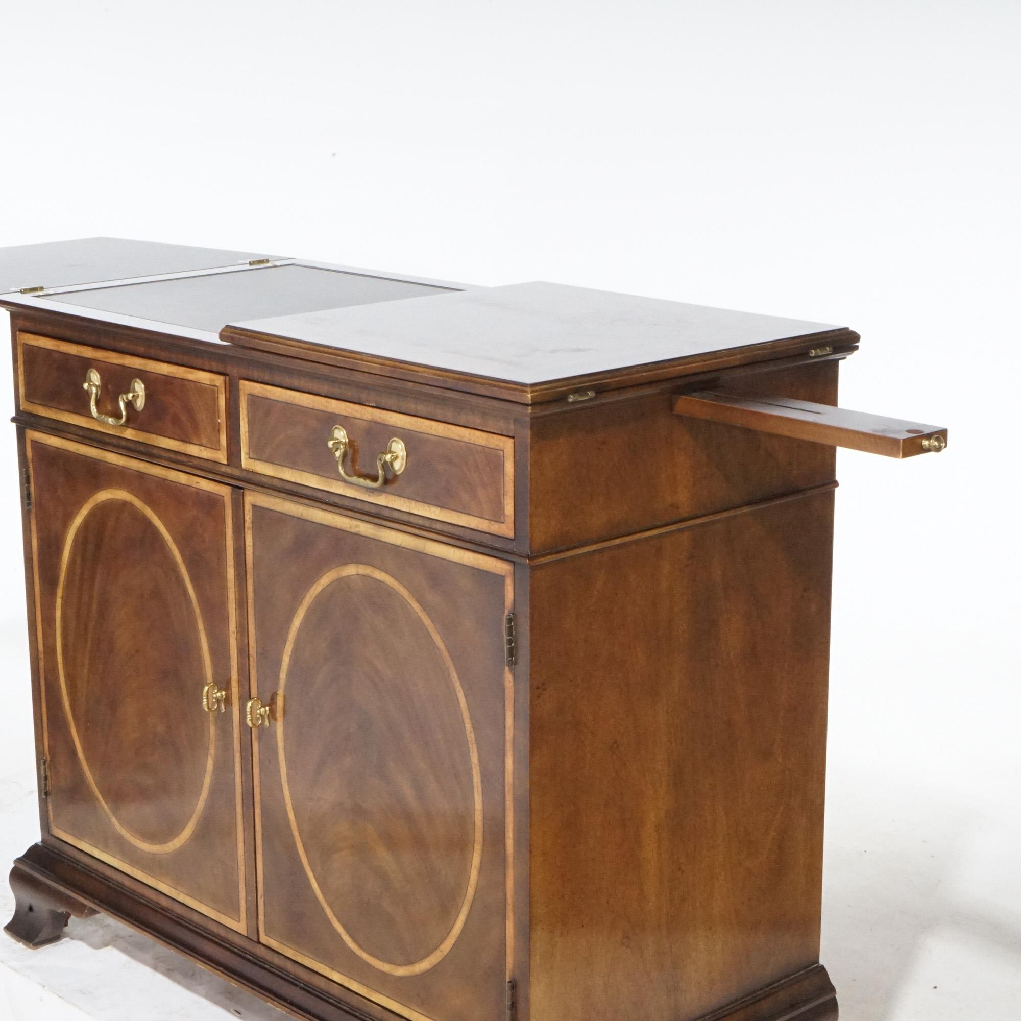 Regency Style Mahogany Inlaid & Banded Credenza Server by Henredon, 20th Century For Sale 9