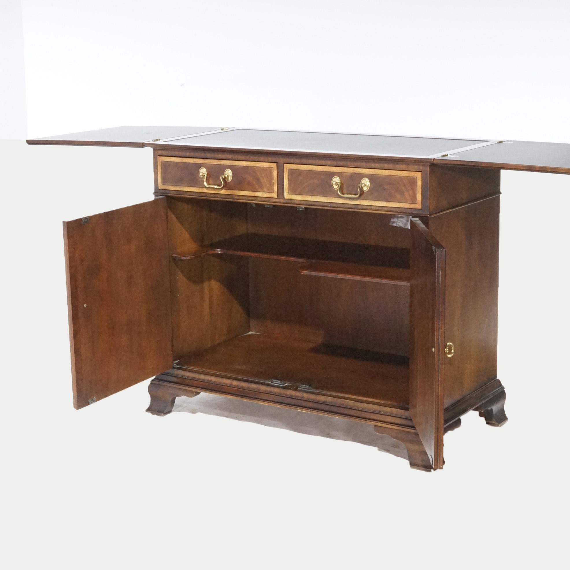 American Regency Style Mahogany Inlaid & Banded Credenza Server by Henredon, 20th Century For Sale