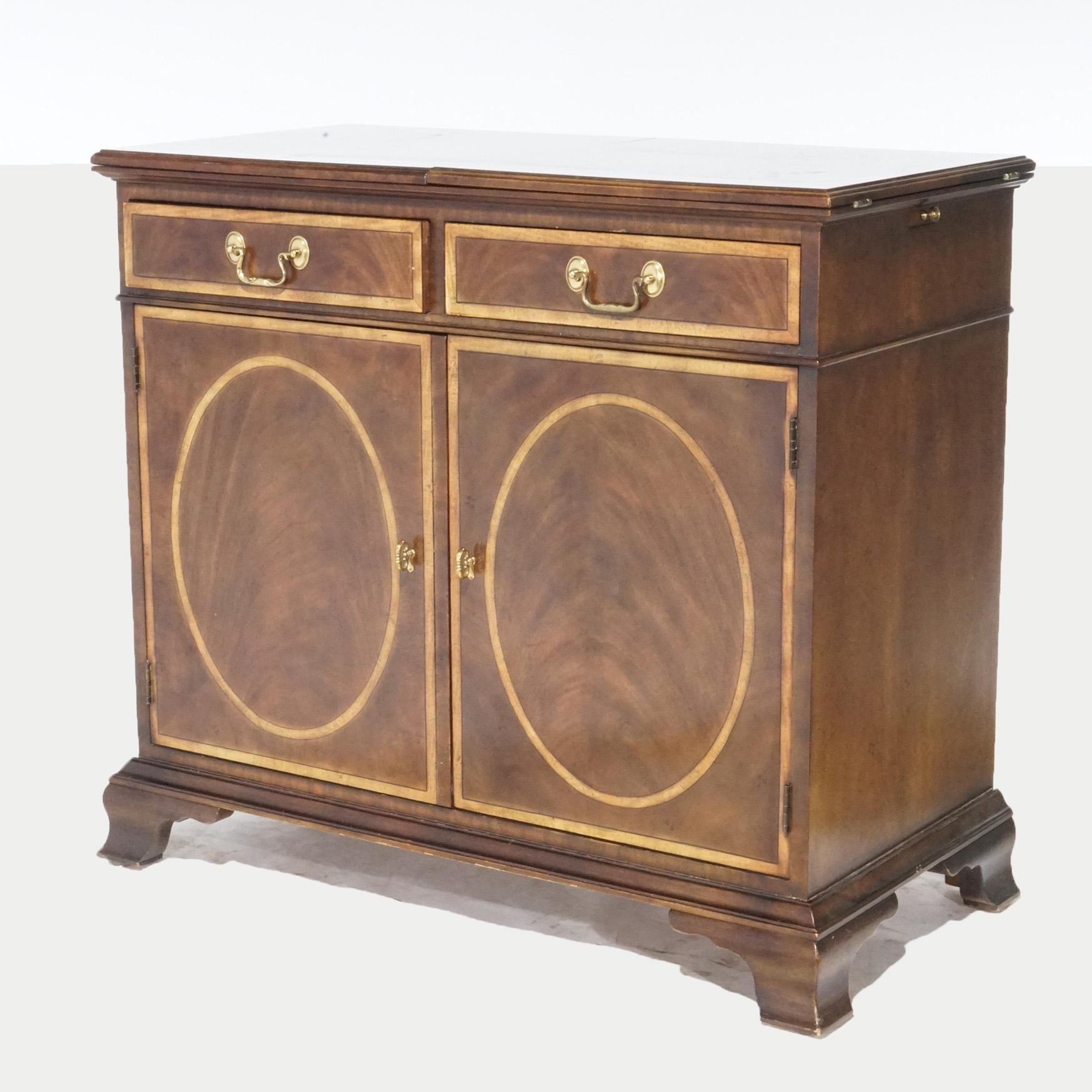 Inlay Regency Style Mahogany Inlaid & Banded Credenza Server by Henredon, 20th Century For Sale