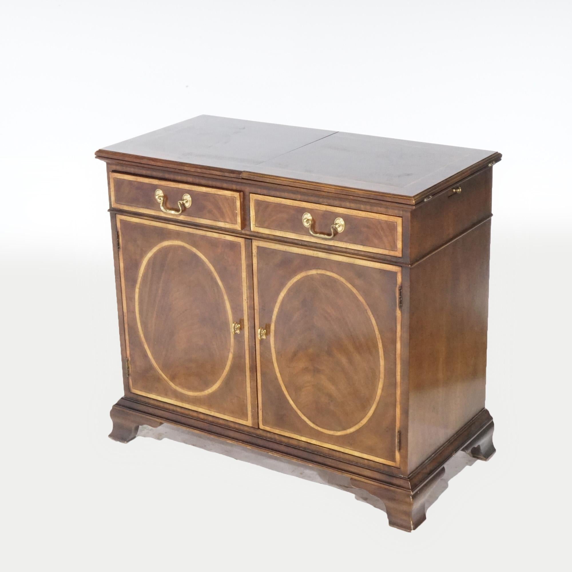 Regency Style Mahogany Inlaid & Banded Credenza Server by Henredon, 20th Century For Sale 1