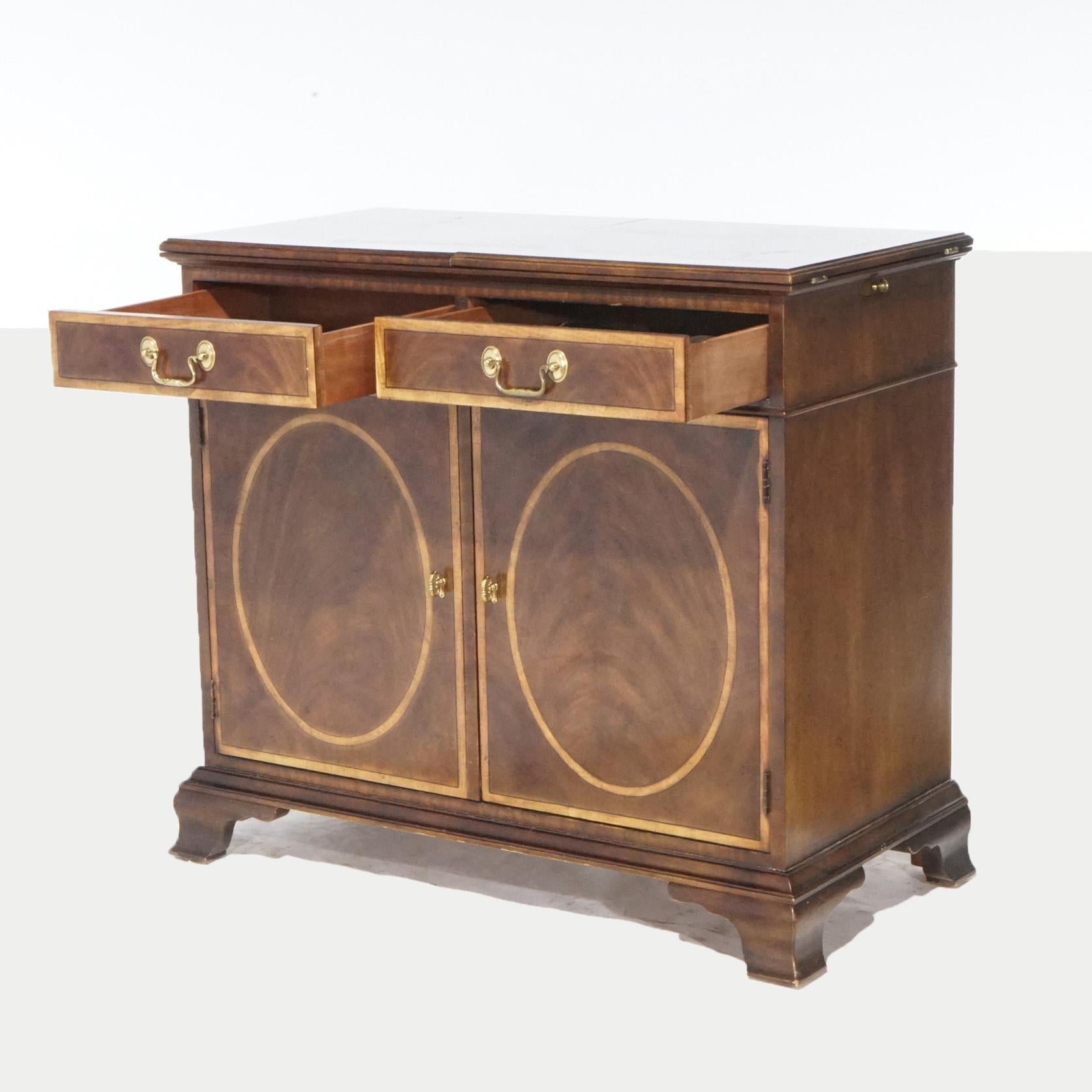 Regency Style Mahogany Inlaid & Banded Credenza Server by Henredon, 20th Century For Sale 2