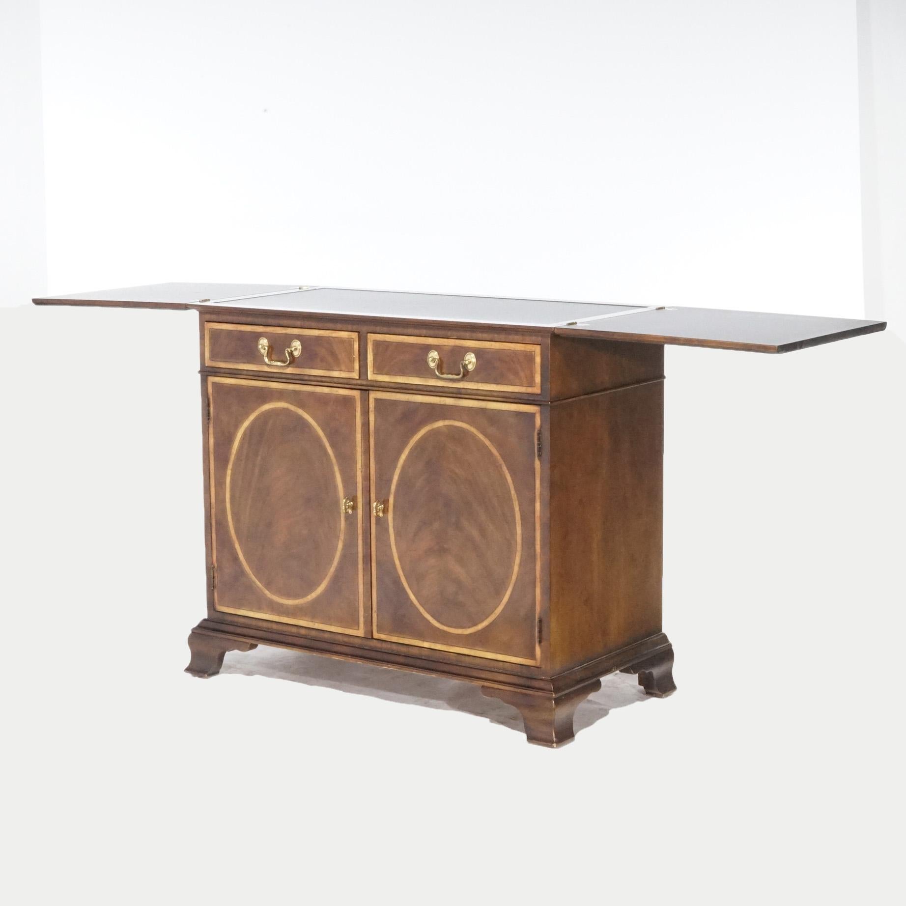Regency Style Mahogany Inlaid & Banded Credenza Server by Henredon, 20th Century For Sale 3