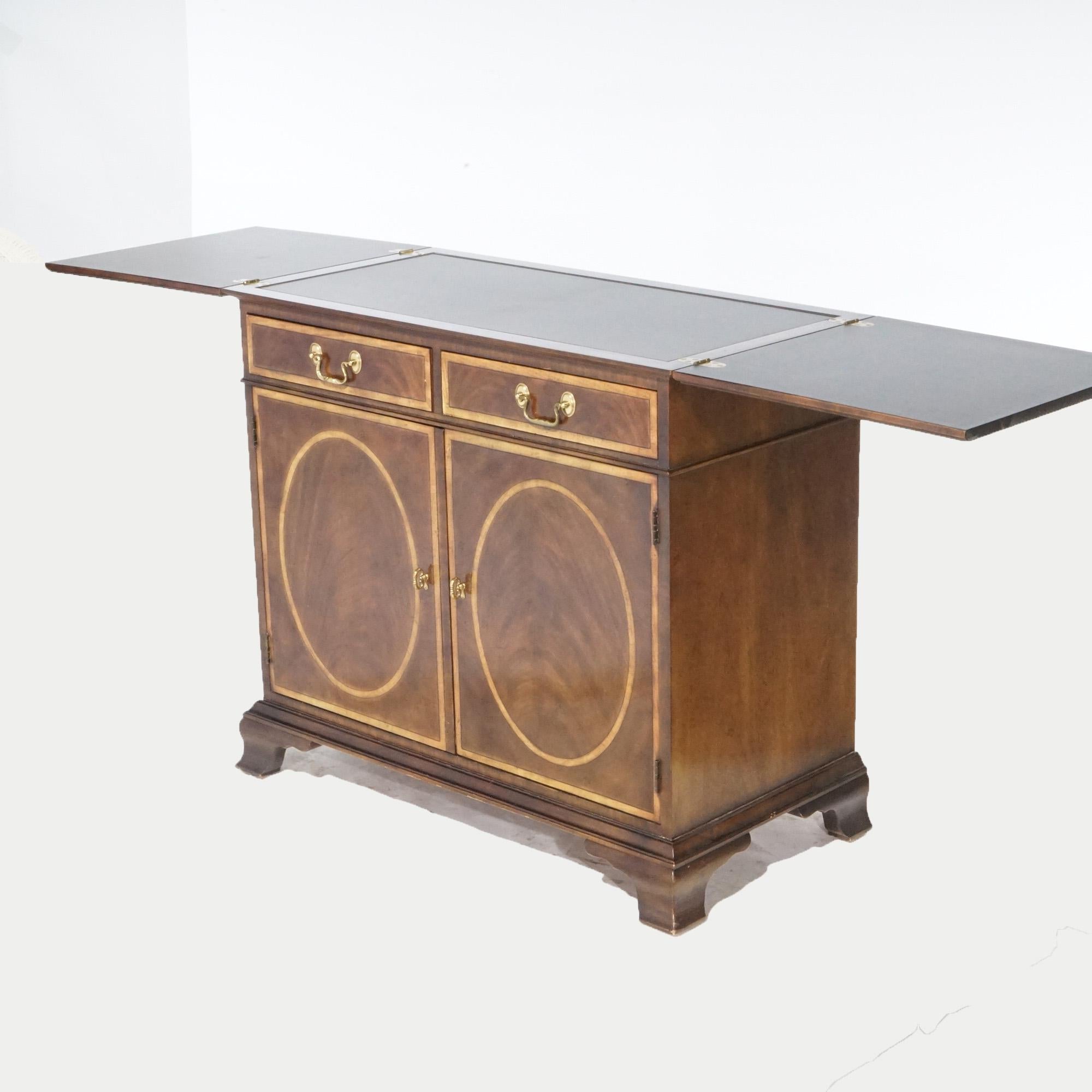 Regency Style Mahogany Inlaid & Banded Credenza Server by Henredon, 20th Century For Sale 4