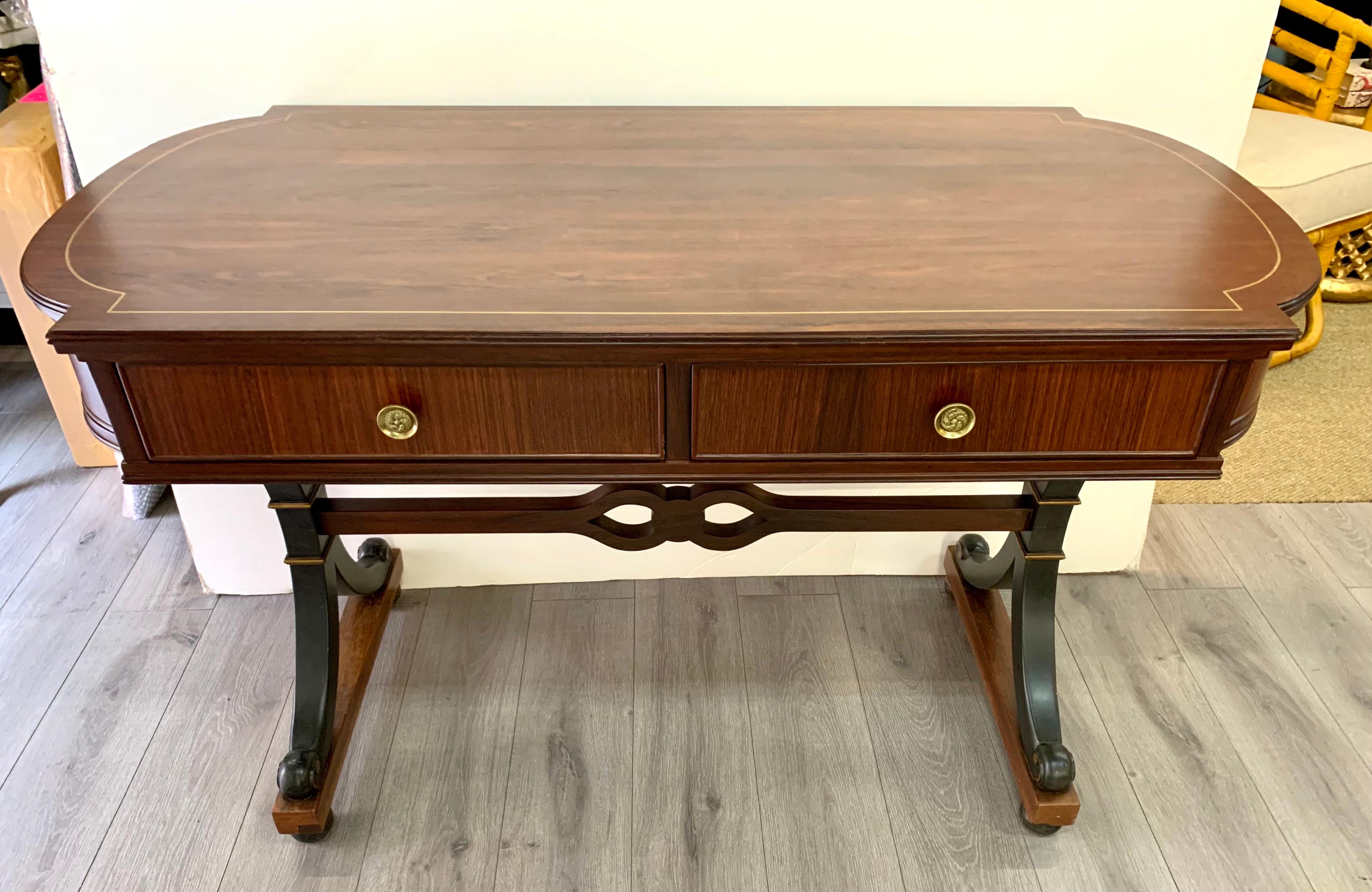 Regency Style Mahogany Inlay Desk Sofa Table 5