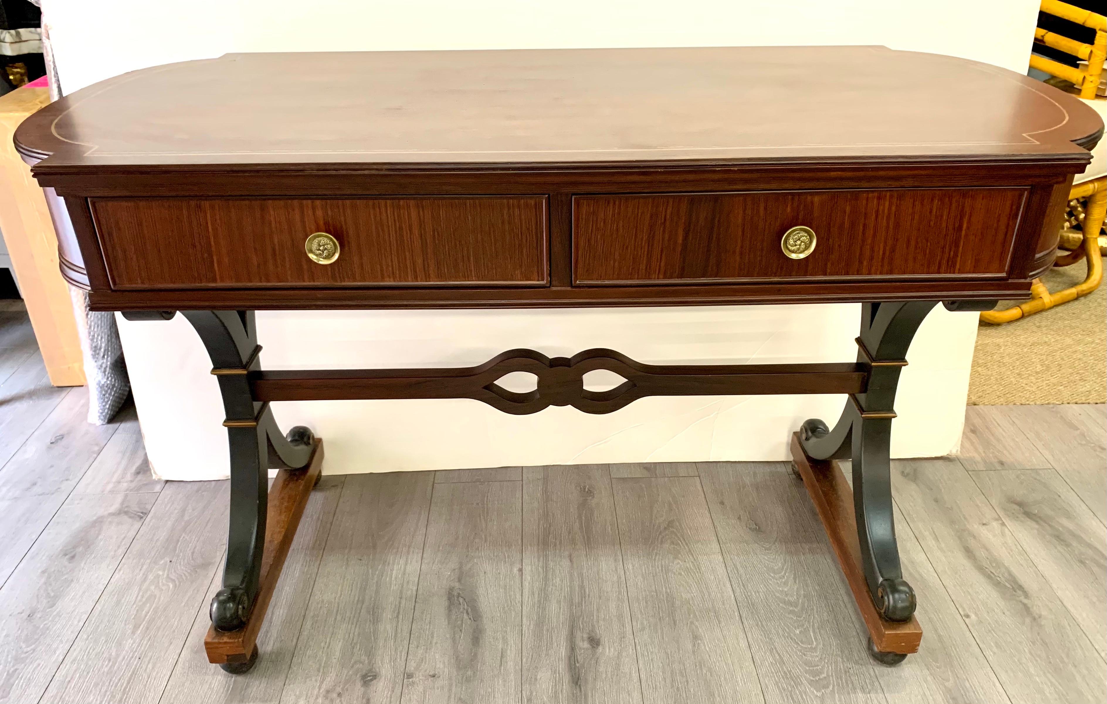 Regency Style Mahogany Inlay Desk Sofa Table 6
