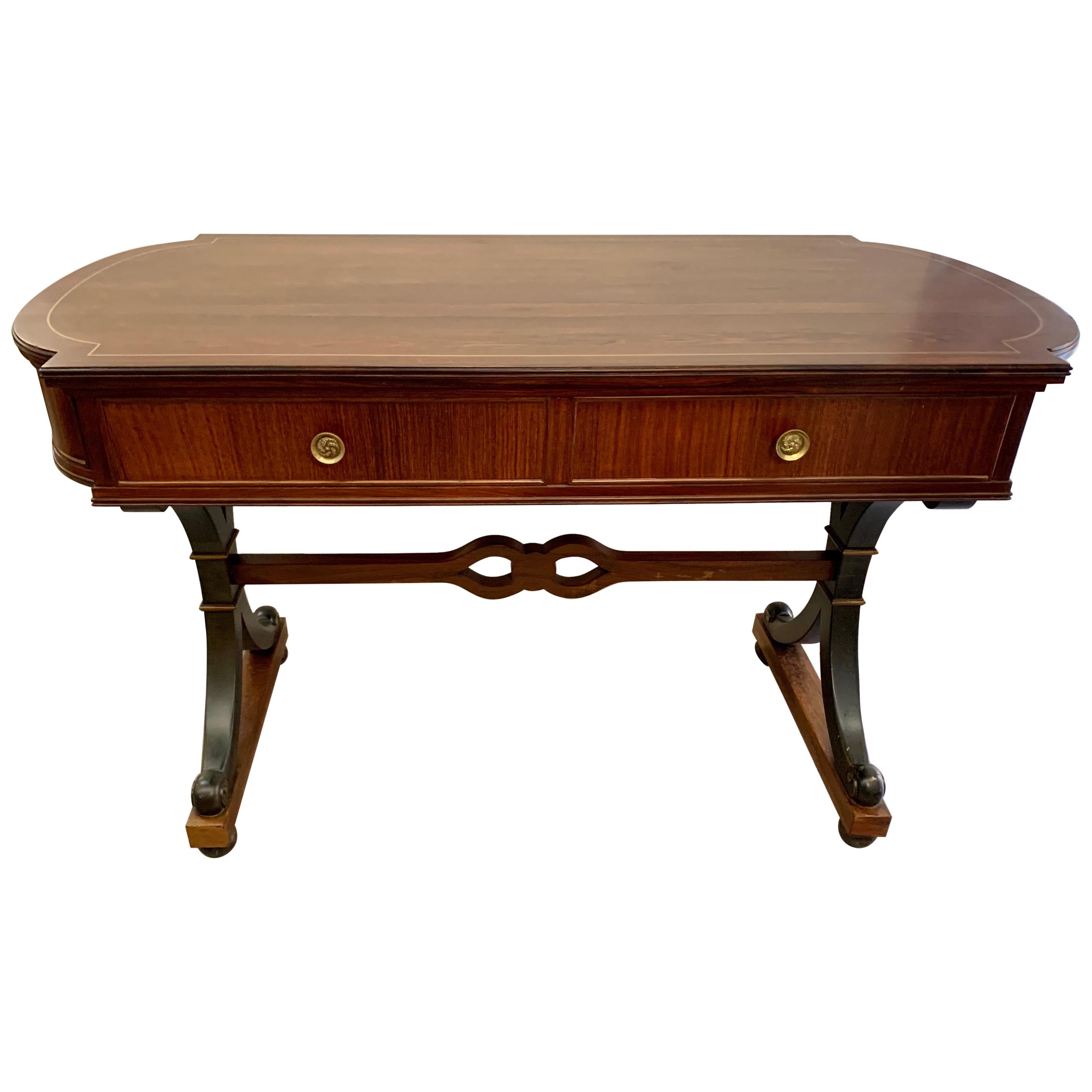 Regency Style Mahogany Inlay Desk Sofa Table
