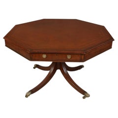 Regency Style Mahogany Leather Top Octagonal Pedestal Table