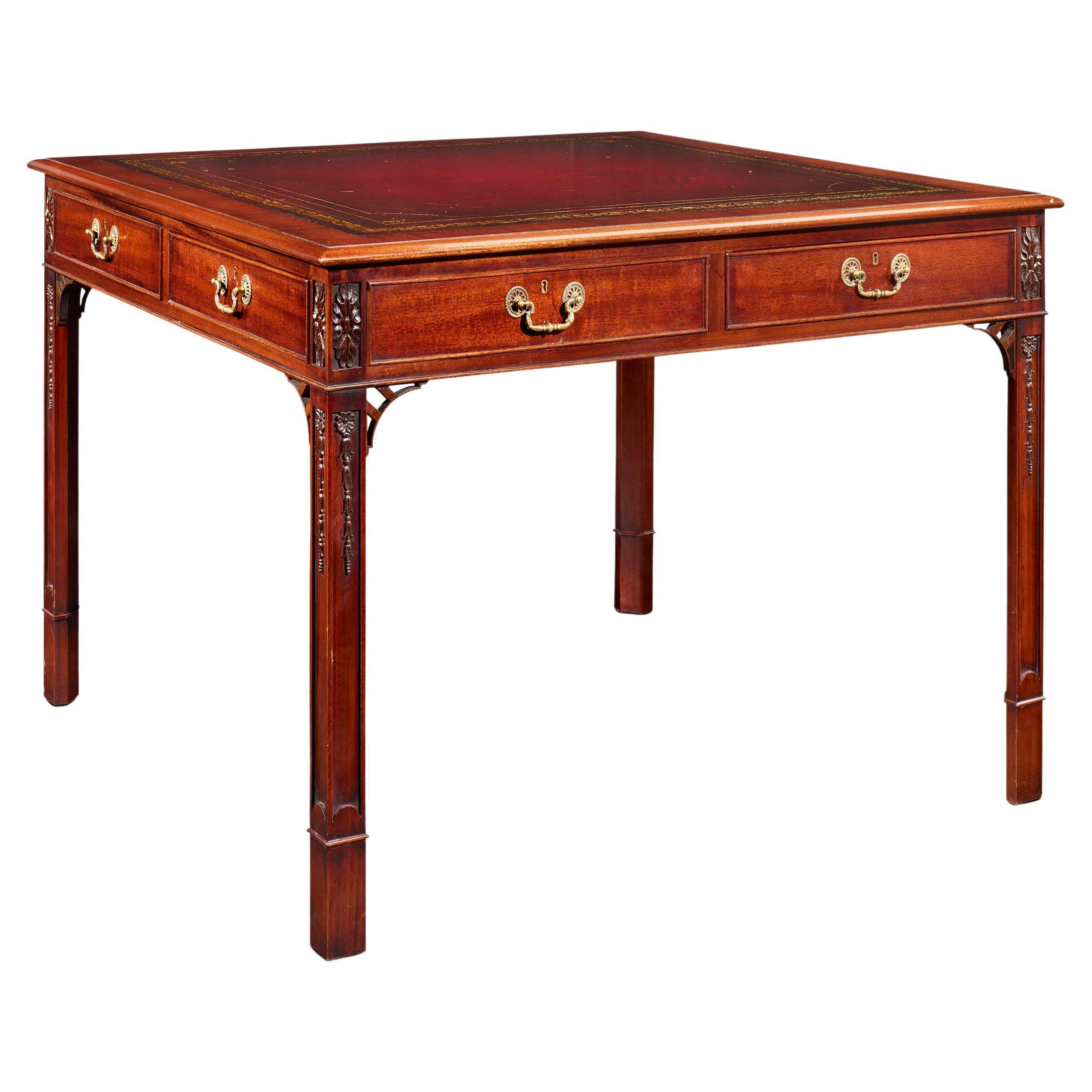 Regency-Style Mahogany Leather-Topped Table For Sale