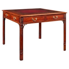 Antique Regency-Style Mahogany Leather-Topped Table