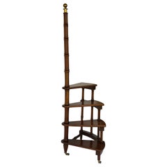 Retro Regency Style Mahogany Library Ladder or Steps