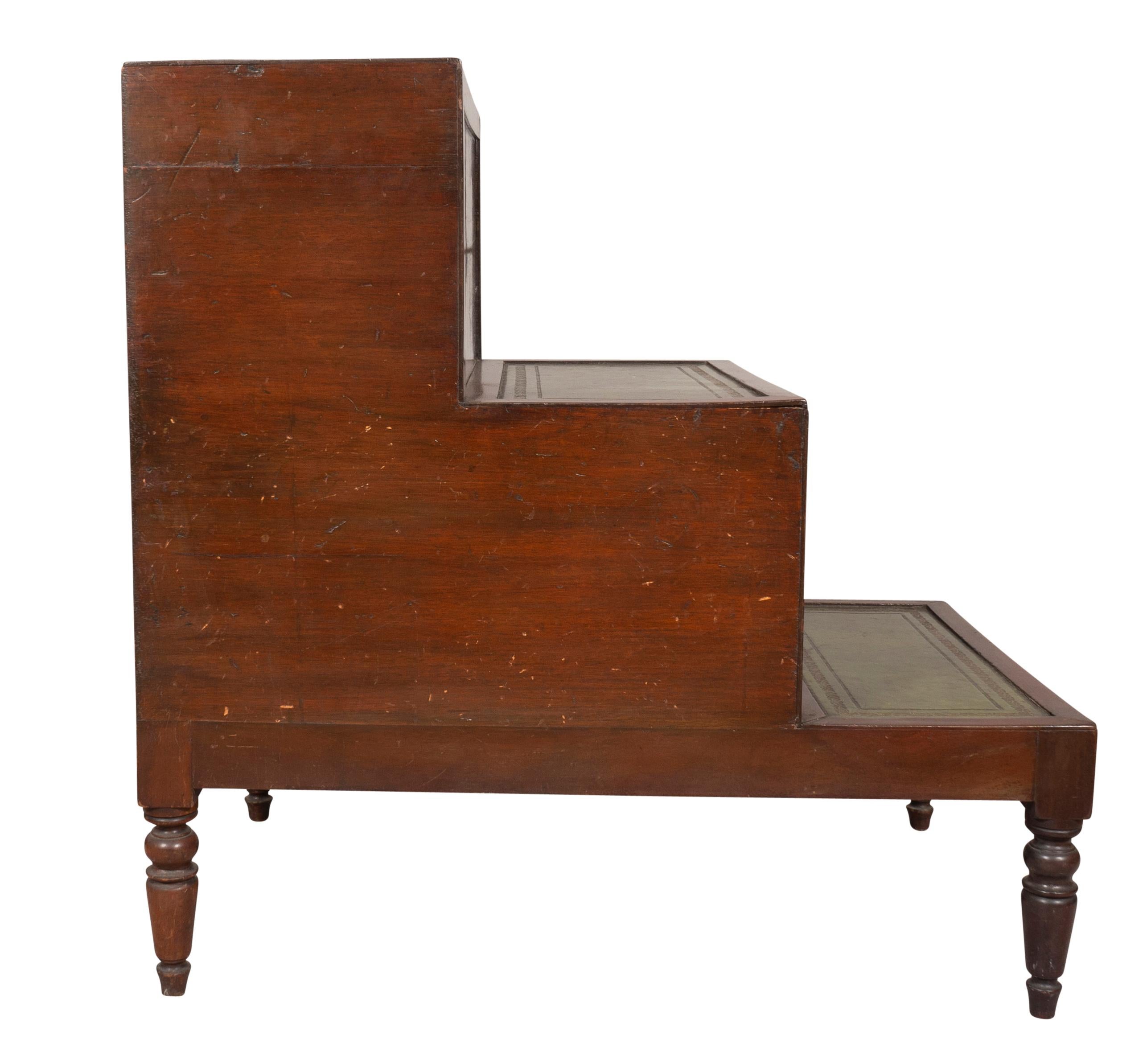English Regency Style Mahogany Library Steps For Sale