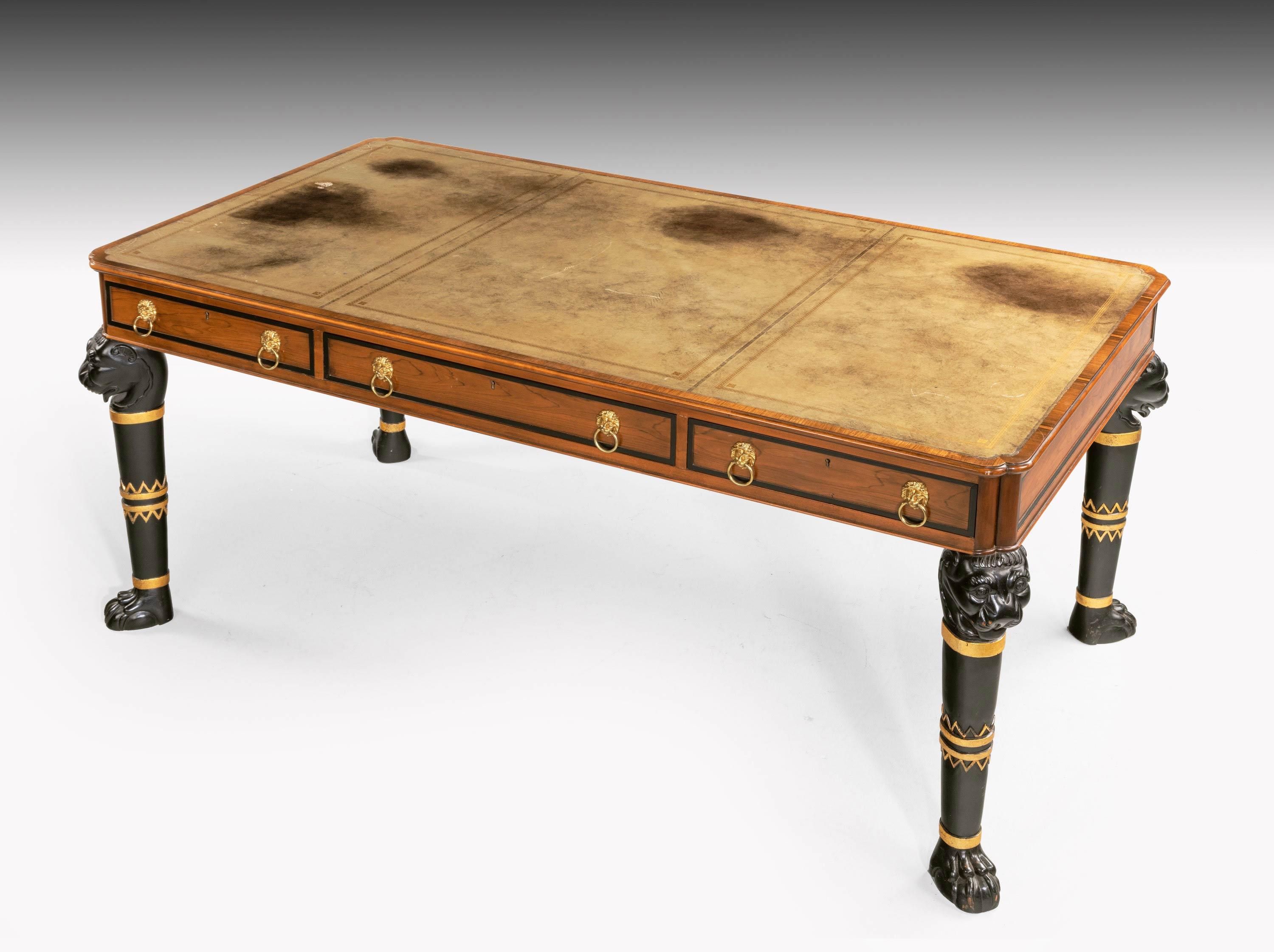 Regency Style Mahogany Library Table on Griffin Supports 5