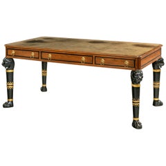 Regency Style Mahogany Library Table on Griffin Supports