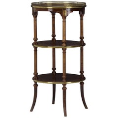 Regency Style Mahogany Occasional Table with Brass Accents, Multi-Level Regency Style Mahogany Occasional Table with Brass Accents, Multi-Level