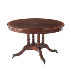 Regency Style Mahogany Round Extending Dining Table