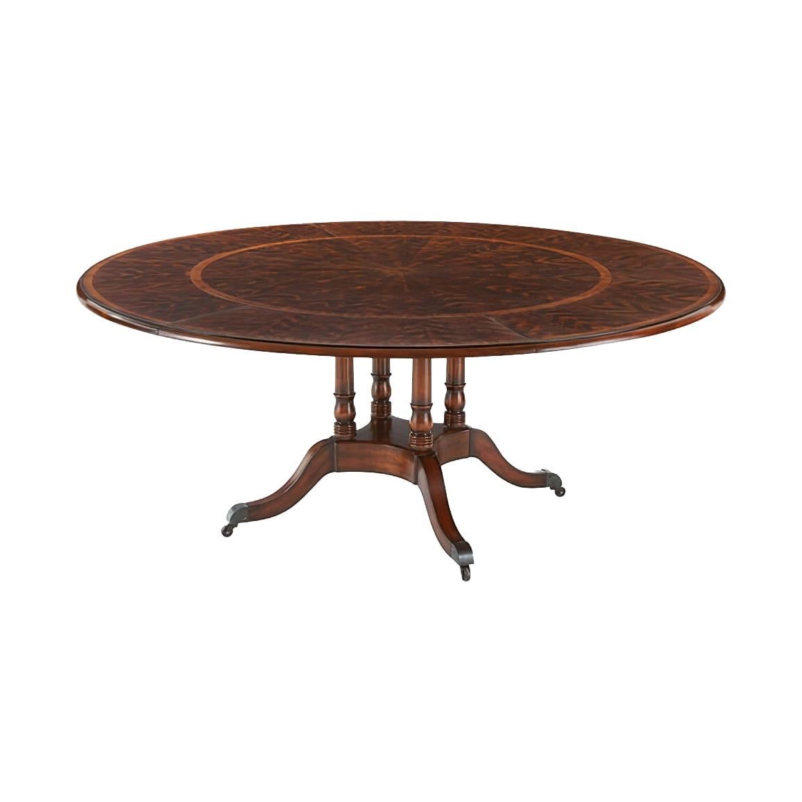 Regency Style Mahogany Round Extending Dining Table