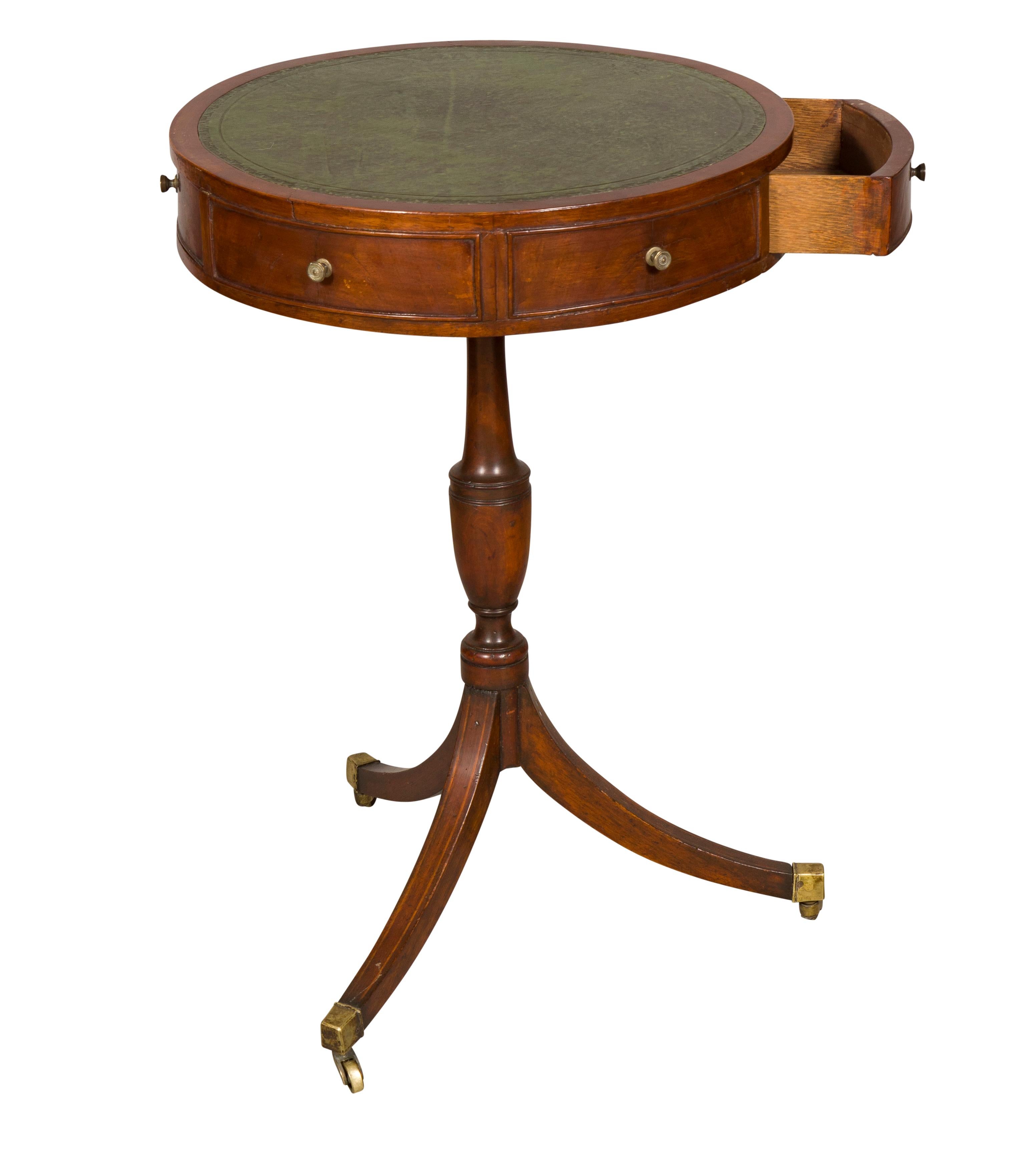English Regency Style Mahogany Small Drum Table